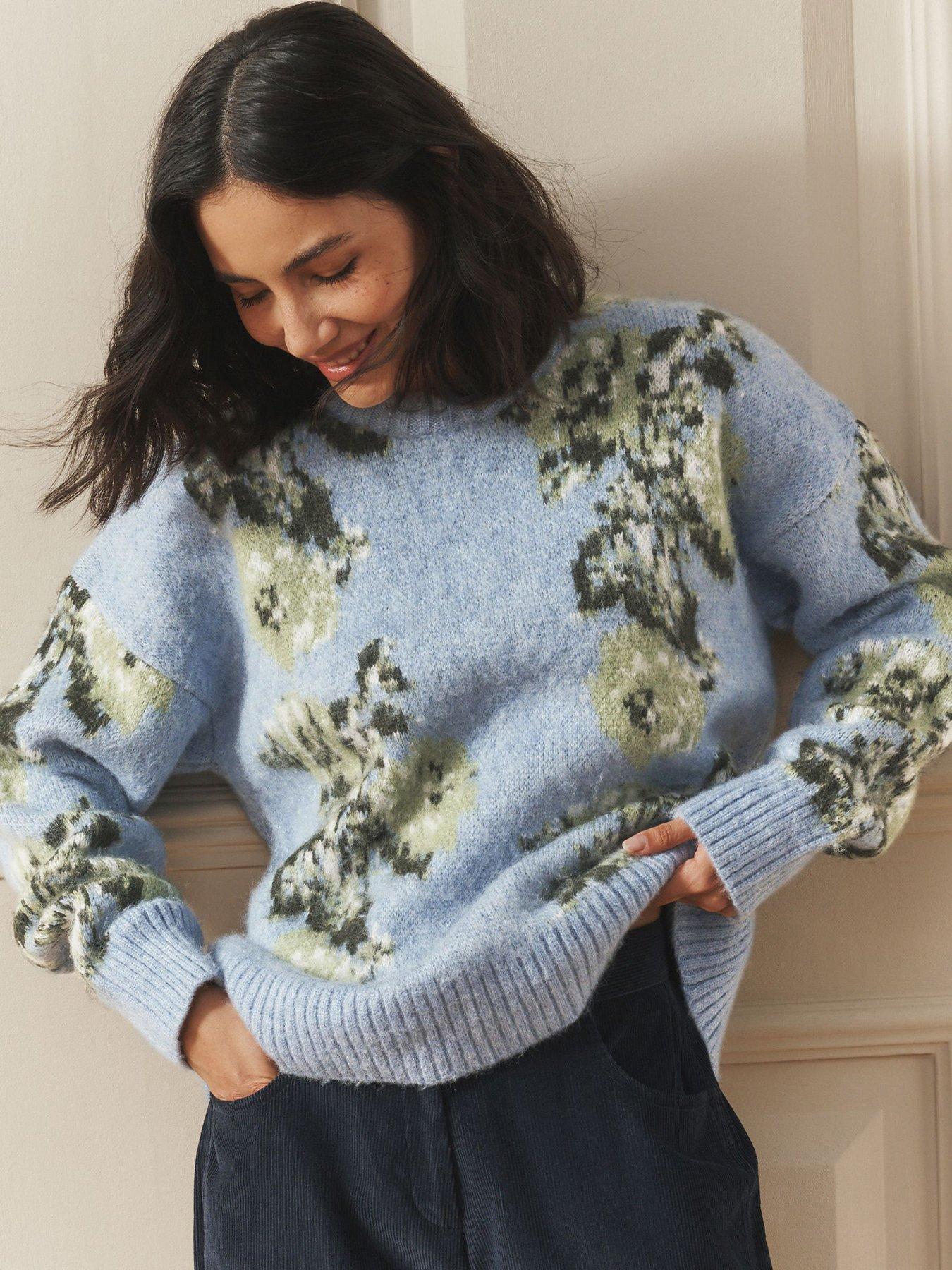 Laura Ashley: Floral Jacquard Crew Neck Jumper - Pink