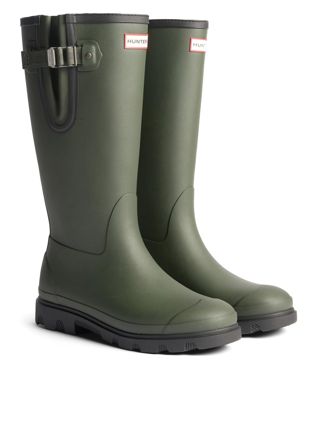 Hunter Field Downpour Adjustable Wellington Boot - Dark Olikve