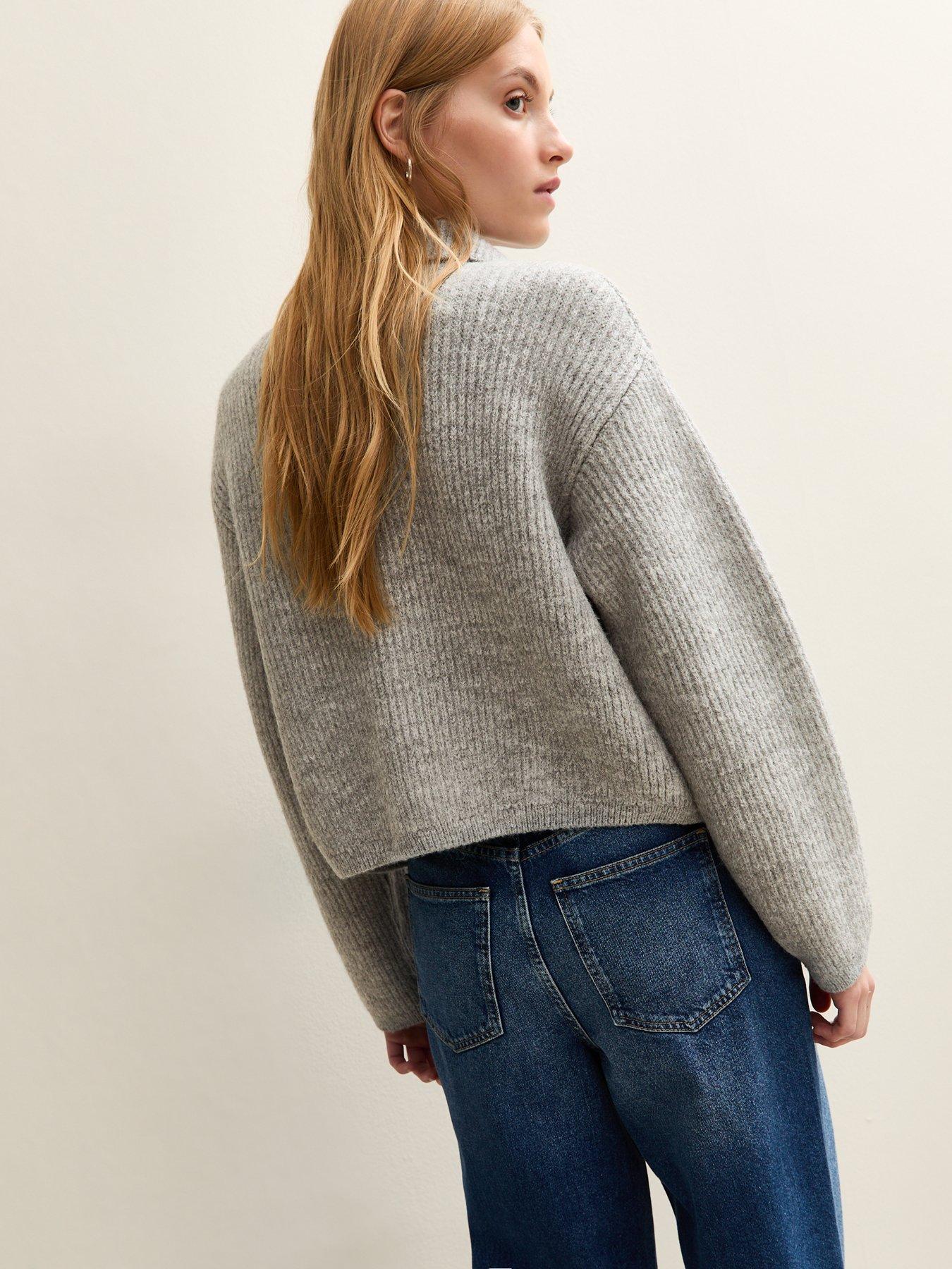 Image 2 of 6 of New Look Knit Collared Button Through Cardigan - Grey