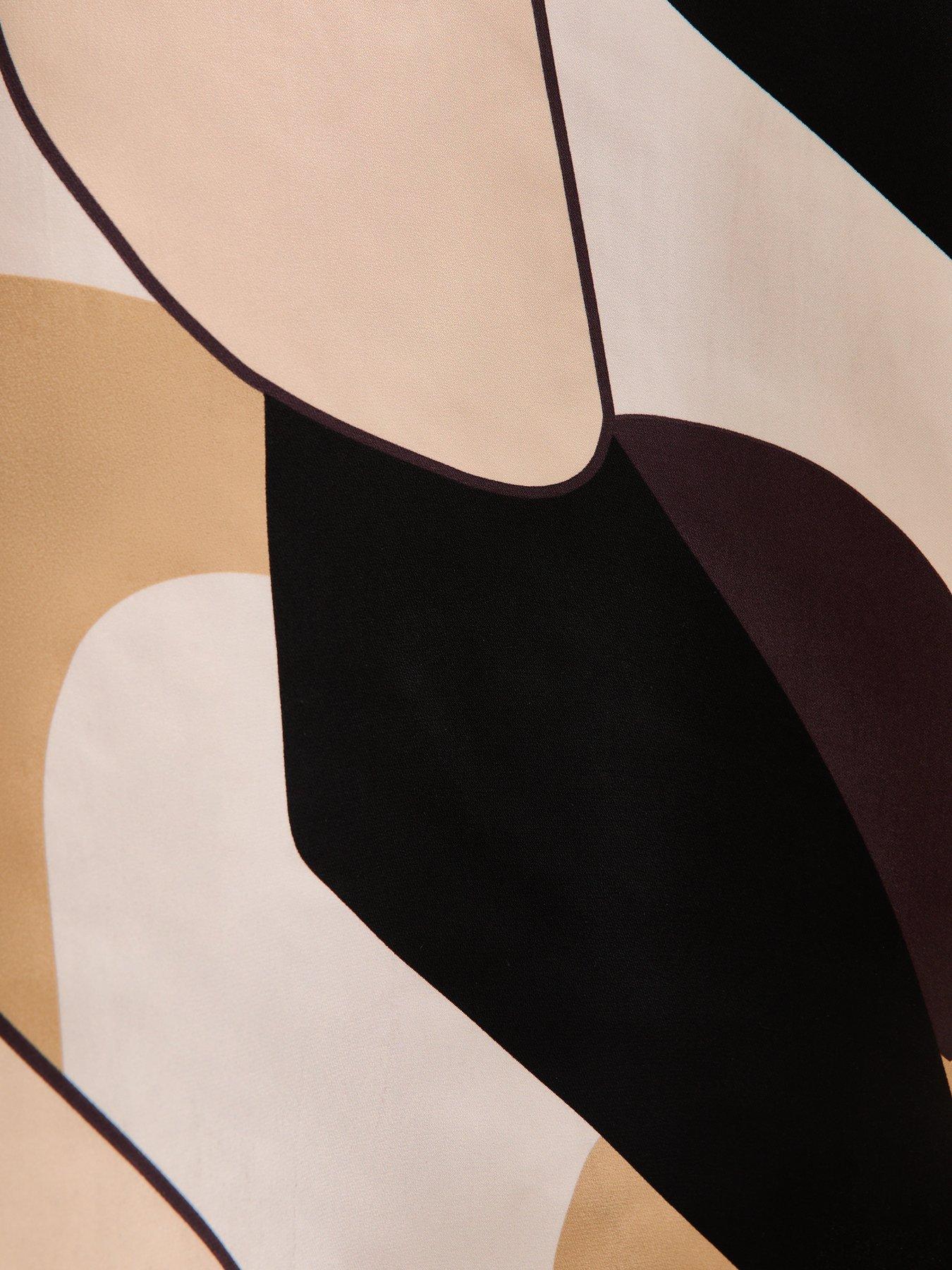 Image 5 of 5 of New Look Geometric Print Wrap Midi Dress - Brown