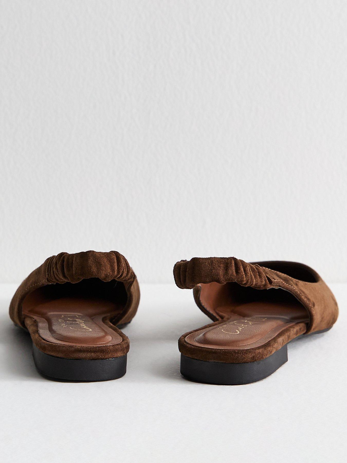 Image 3 of 7 of New Look Brown Suede Slingback Ballerina Flats
