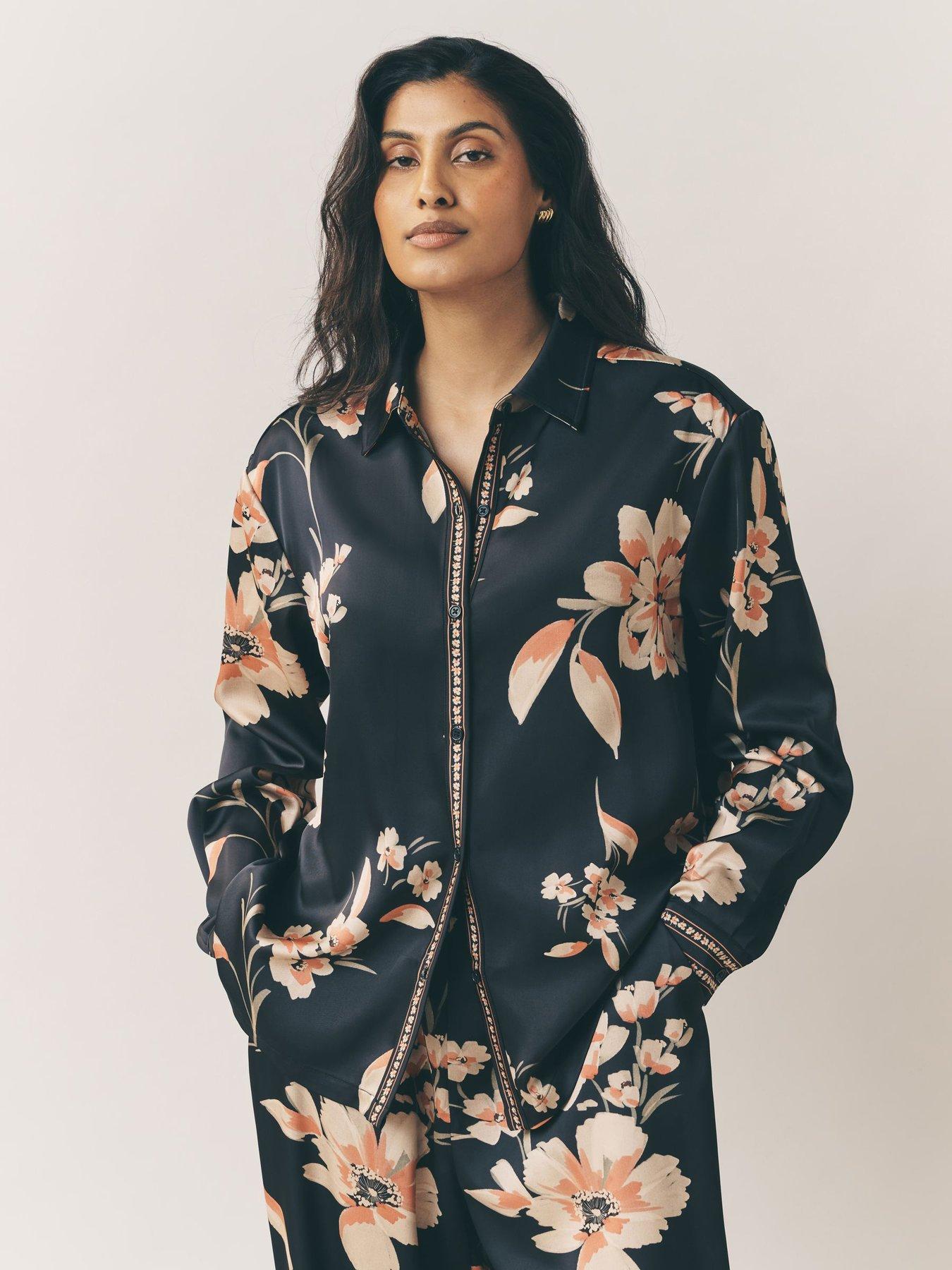 Laura Ashley Long Sleeve Satin Co-Ord Blouse