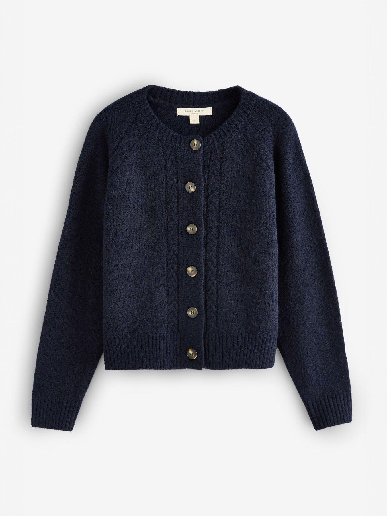 Laura Ashley Cable Button Cardi - Blue