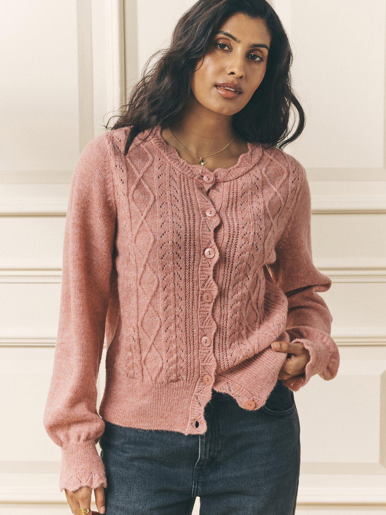 Laura Ashley Pointelle Cardigan - Red