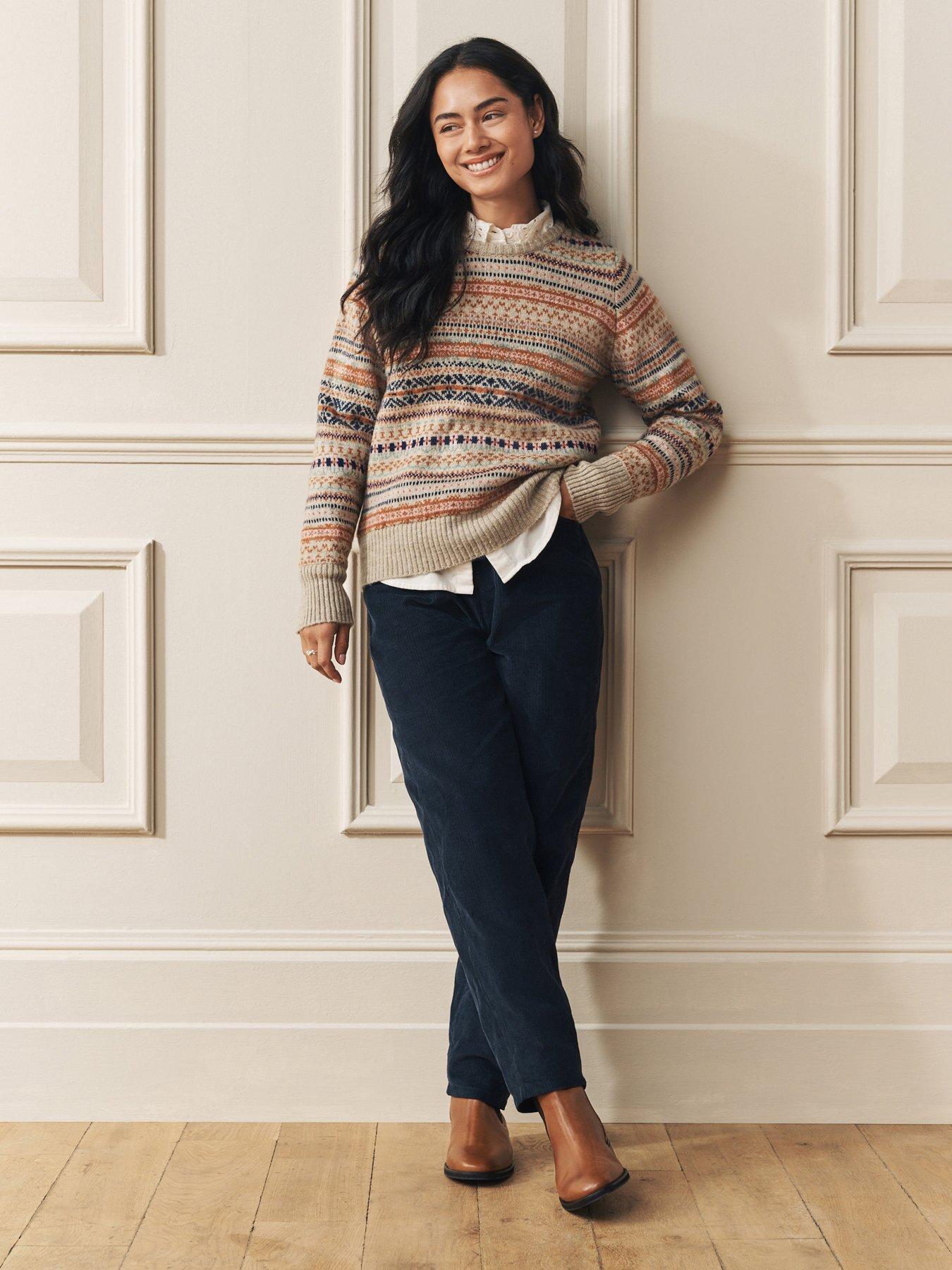 Laura Ashley Fairisle Crew Jumper - Brown