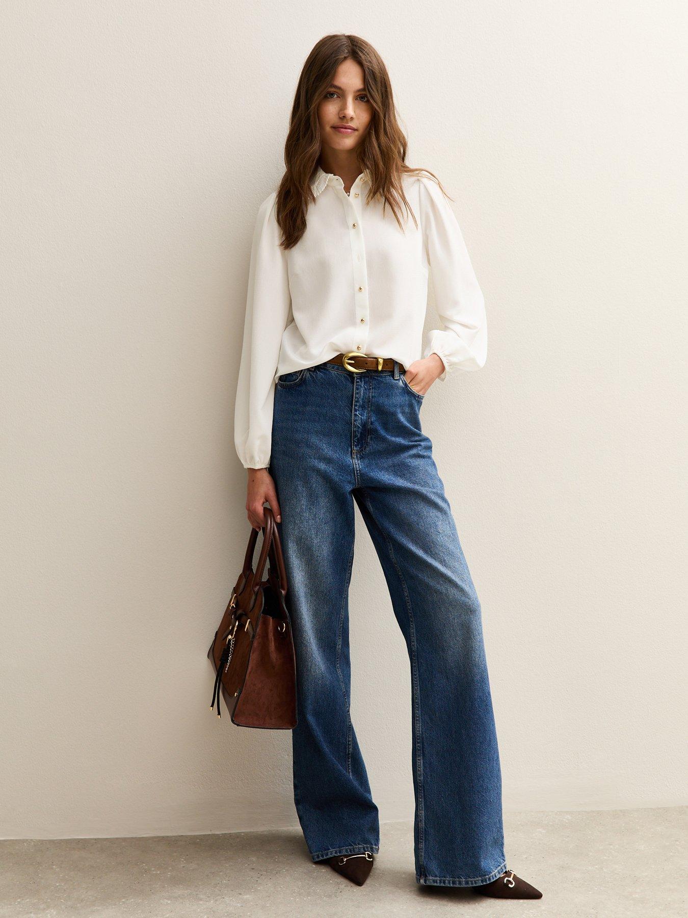 Image 3 of 6 of New Look White Plisse Collar Shirt