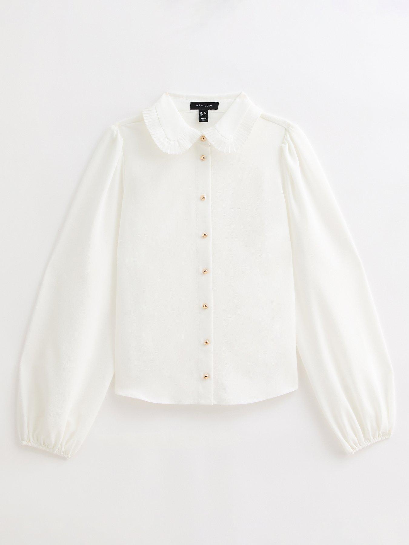 Image 6 of 6 of New Look White Plisse Collar Shirt