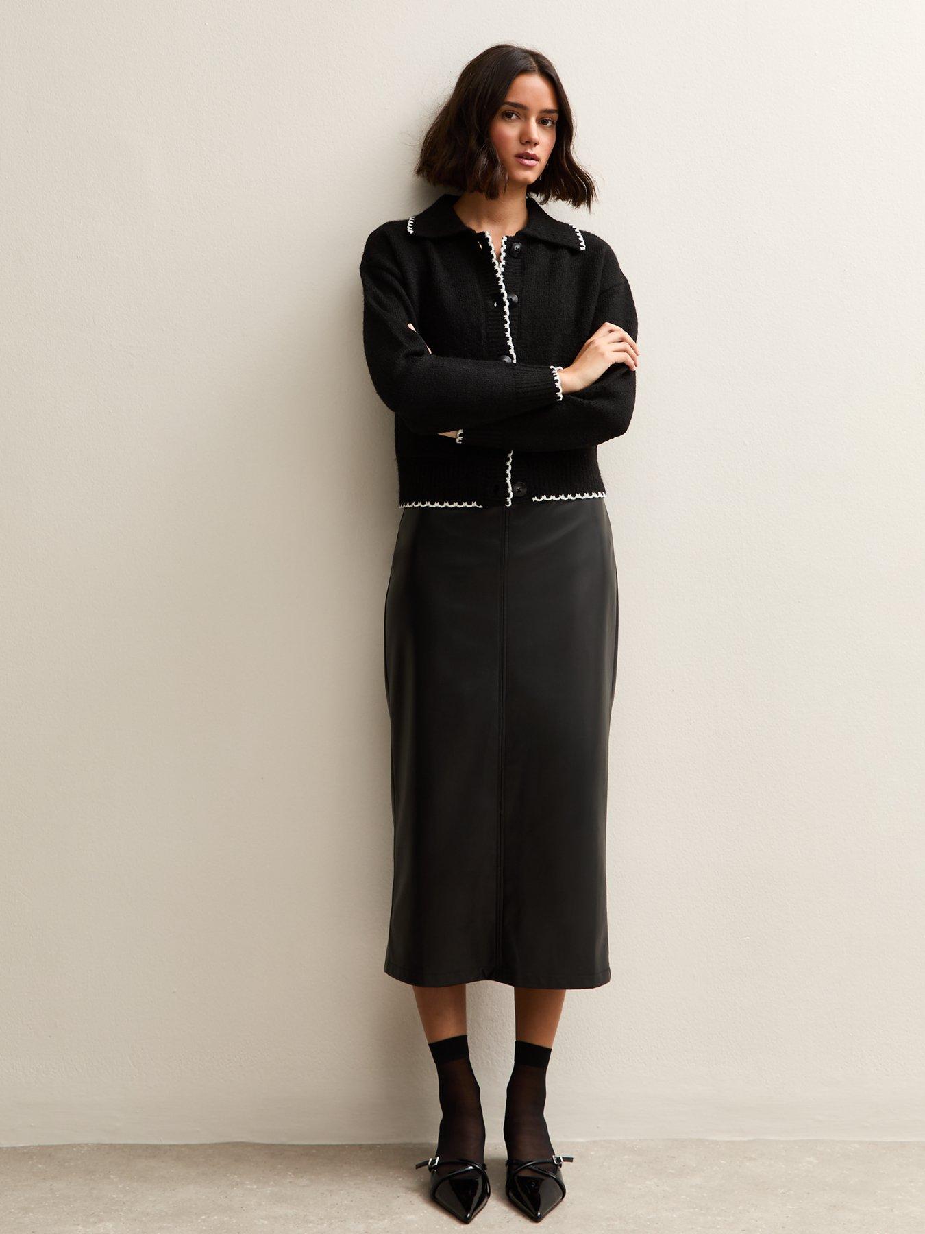 New Look: Black Faux Leather Pencil Skirt