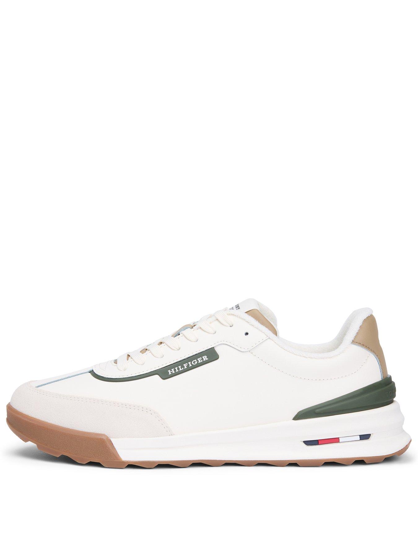 Tommy Hilfiger Retro Runner Leather Trainers, White, Size 40, Men