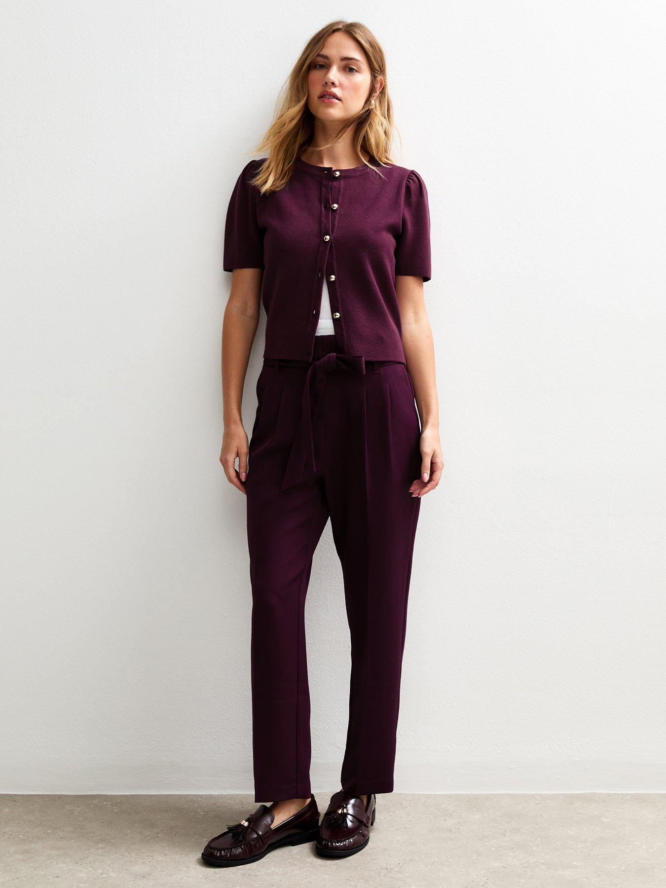 undefined Burgundy Paperbag Trousers