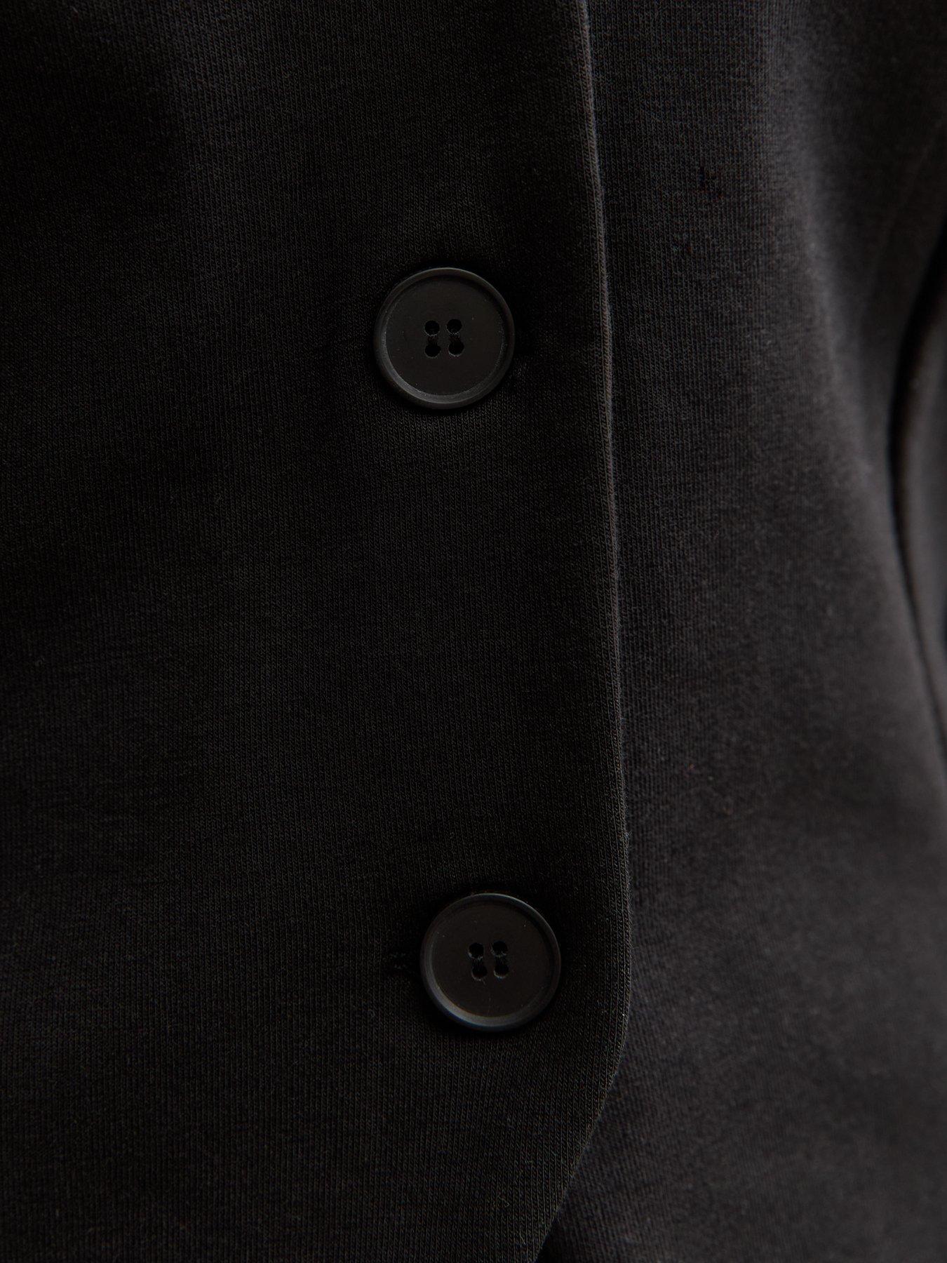 Image 5 of 5 of New Look Panelled Button Through Long Sleeve Top - Black