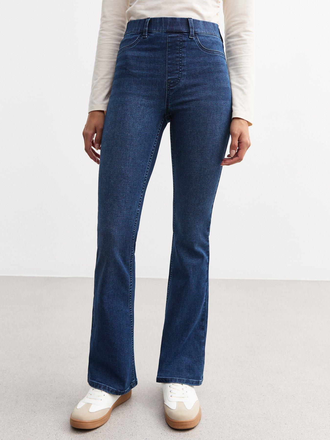 New Look Dark Blue Pull On Bootcut Jeans