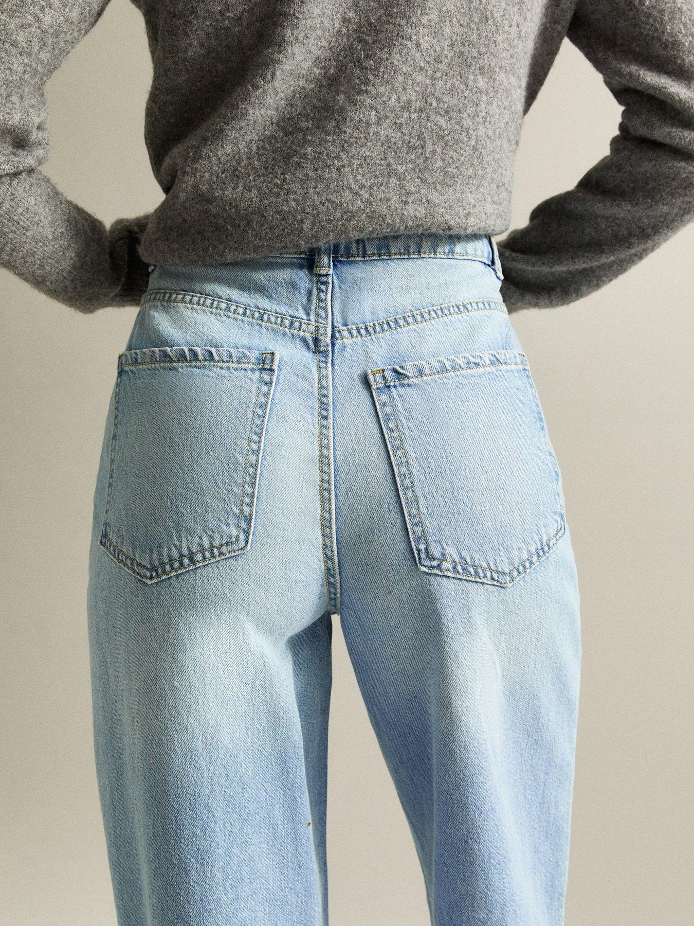 Image 4 of 6 of New Look Light Blue Adalae High Waisted Wide Leg Jeans