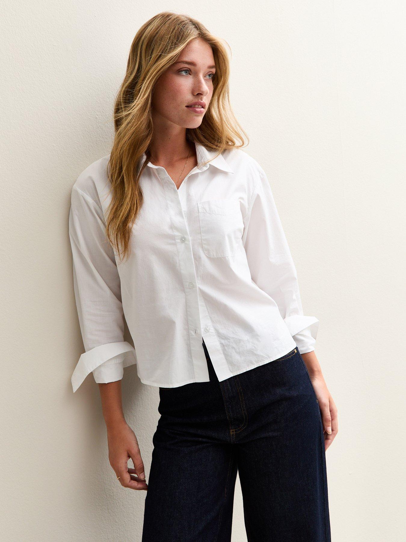 undefined White Boxy Fit Long Sleeve Shirt