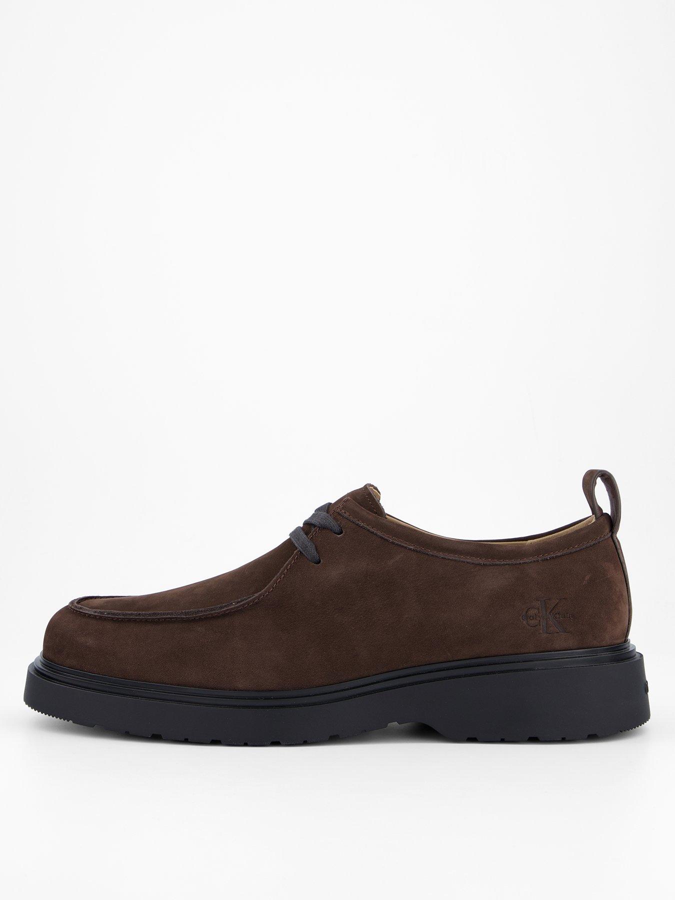 Calvin Klein Jersey Combat Apron Suede Lace Up Shoes - Brown