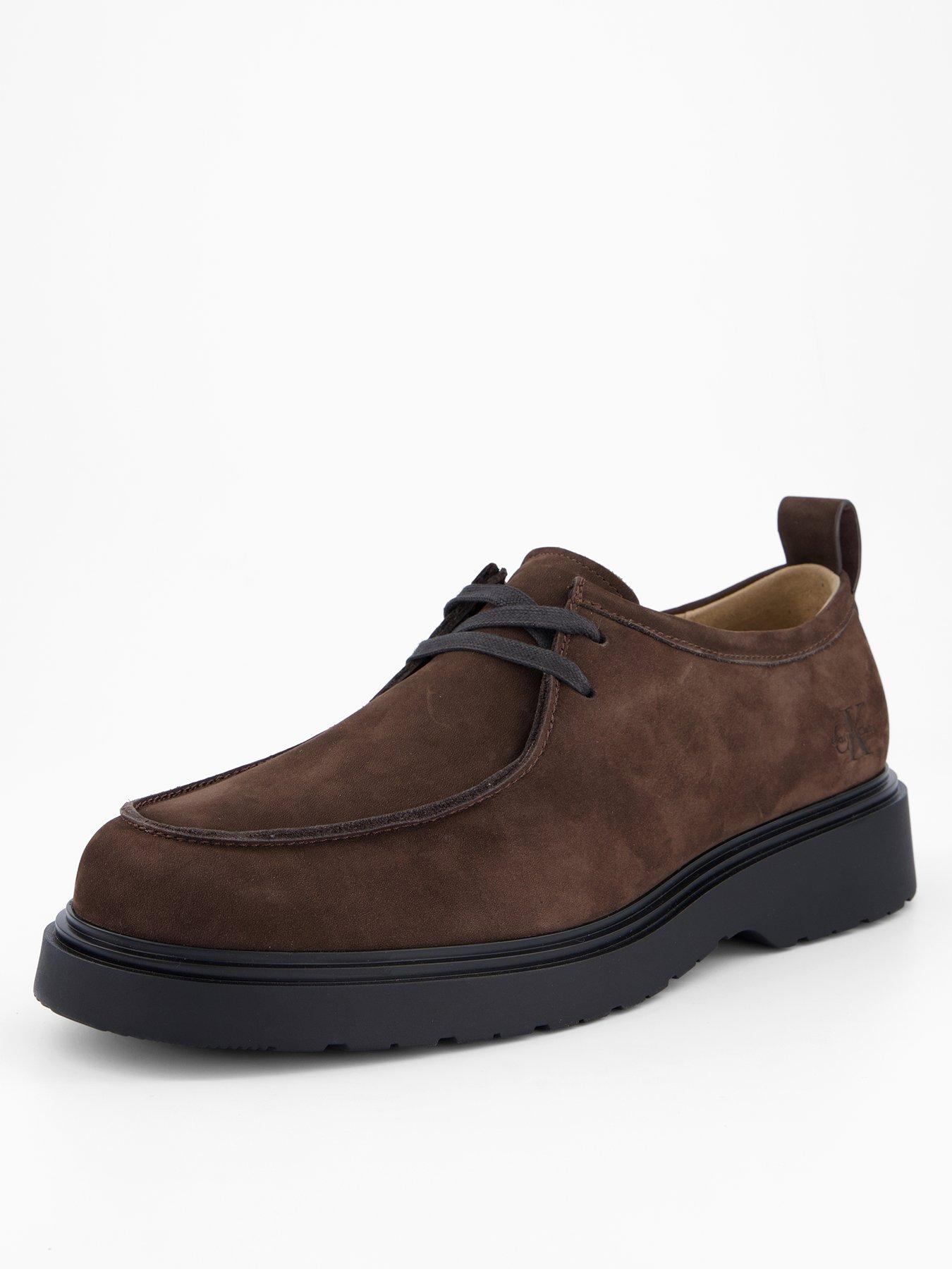 Calvin Klein Jersey Combat Apron Suede Lace Up Shoes - Brown | Very