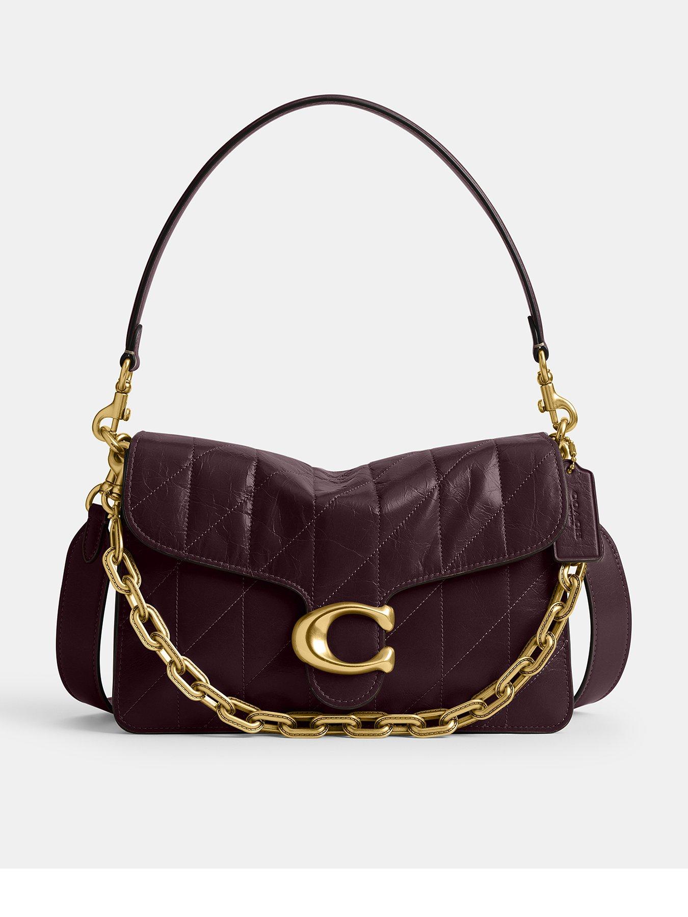 COACH Quilted Glazed Leather Chain Tabby Shoulder Bag With Chain - Maple