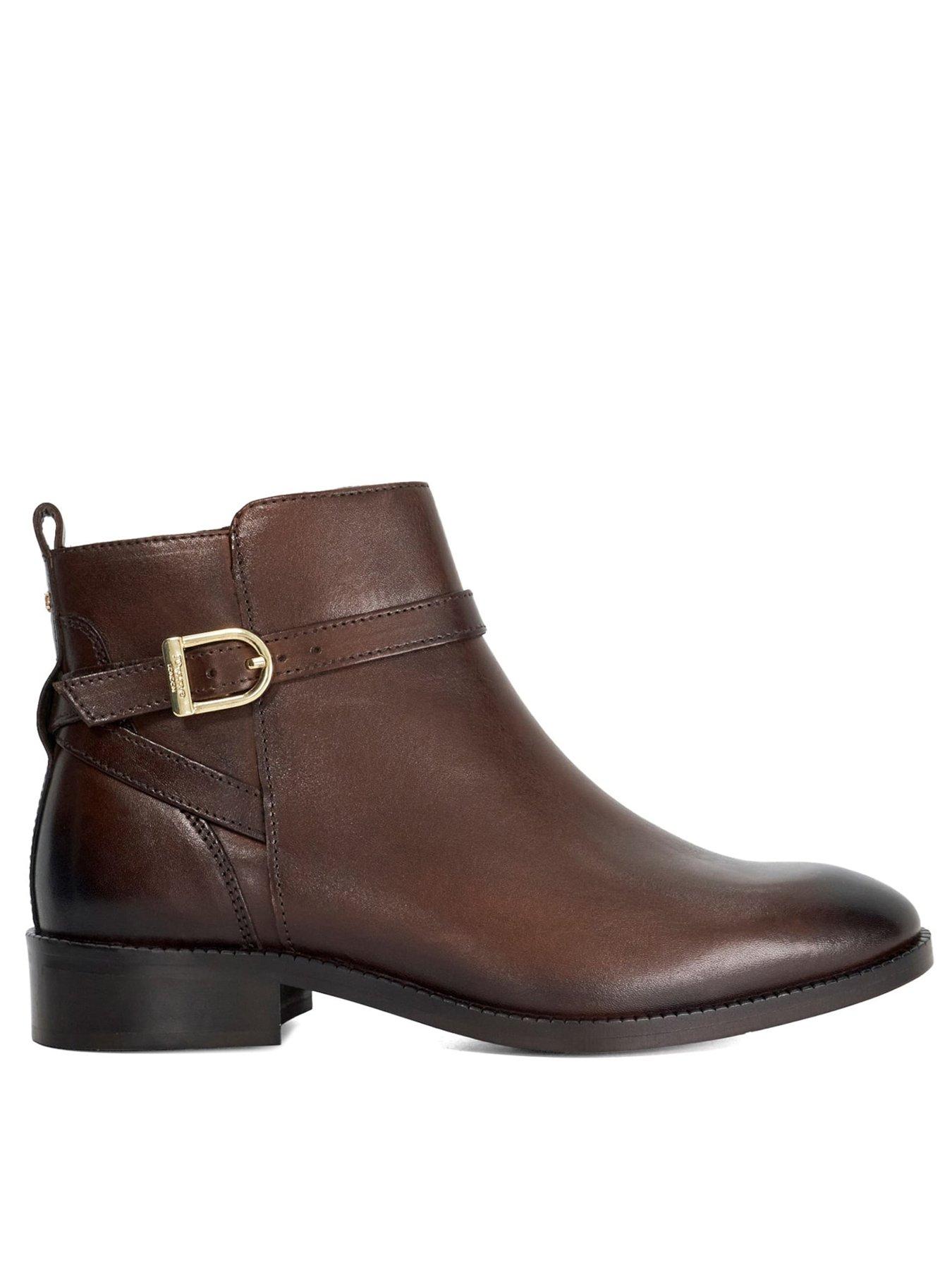 Dune London Pemma Brogue Leather Ankle Boot - Brown