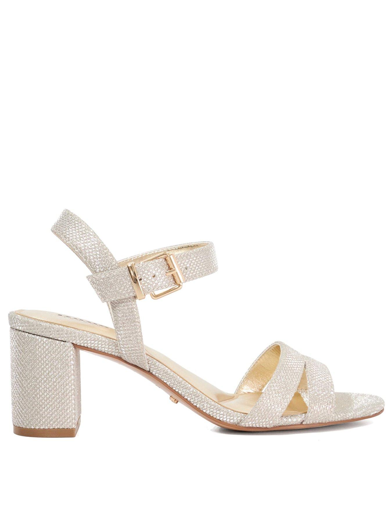 Dune London Wide Fit Merisa Synthetic Wide-fit Block-heel Sandals - Gold