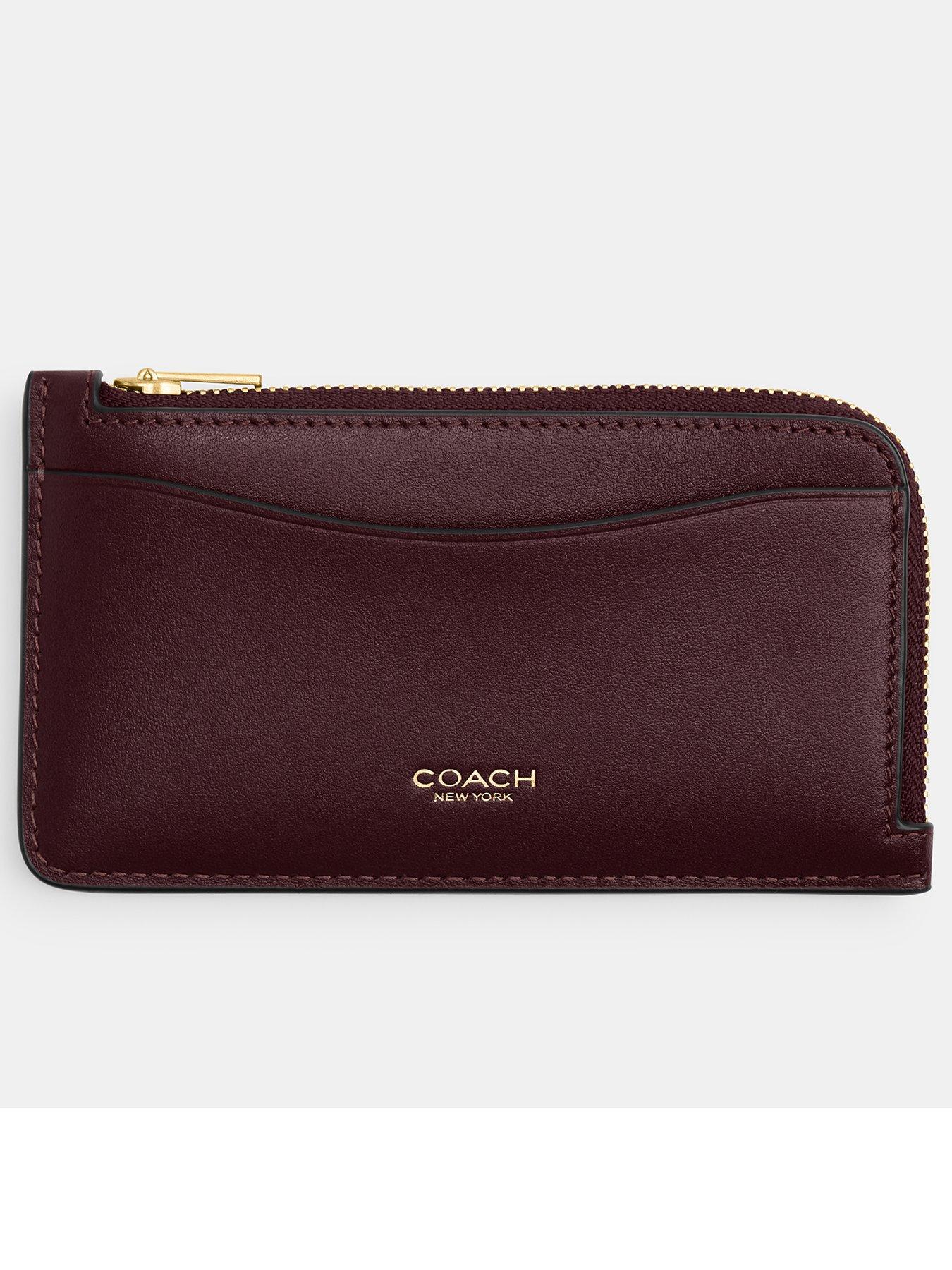 COACH Colorblock Leather New York Zip Card Case - Merlot