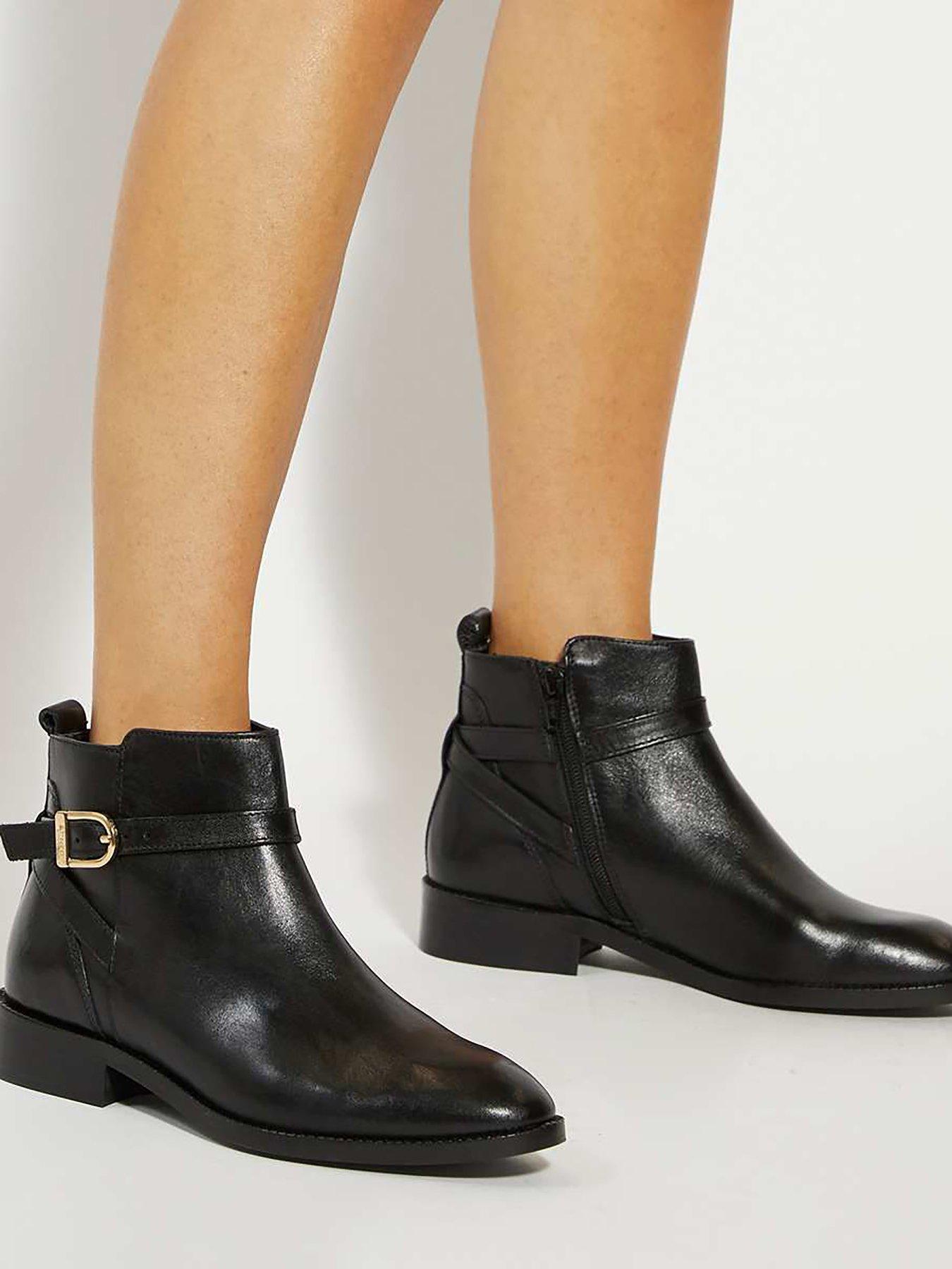 Dune London Pemma Brogue Leather Ankle Boot - Black