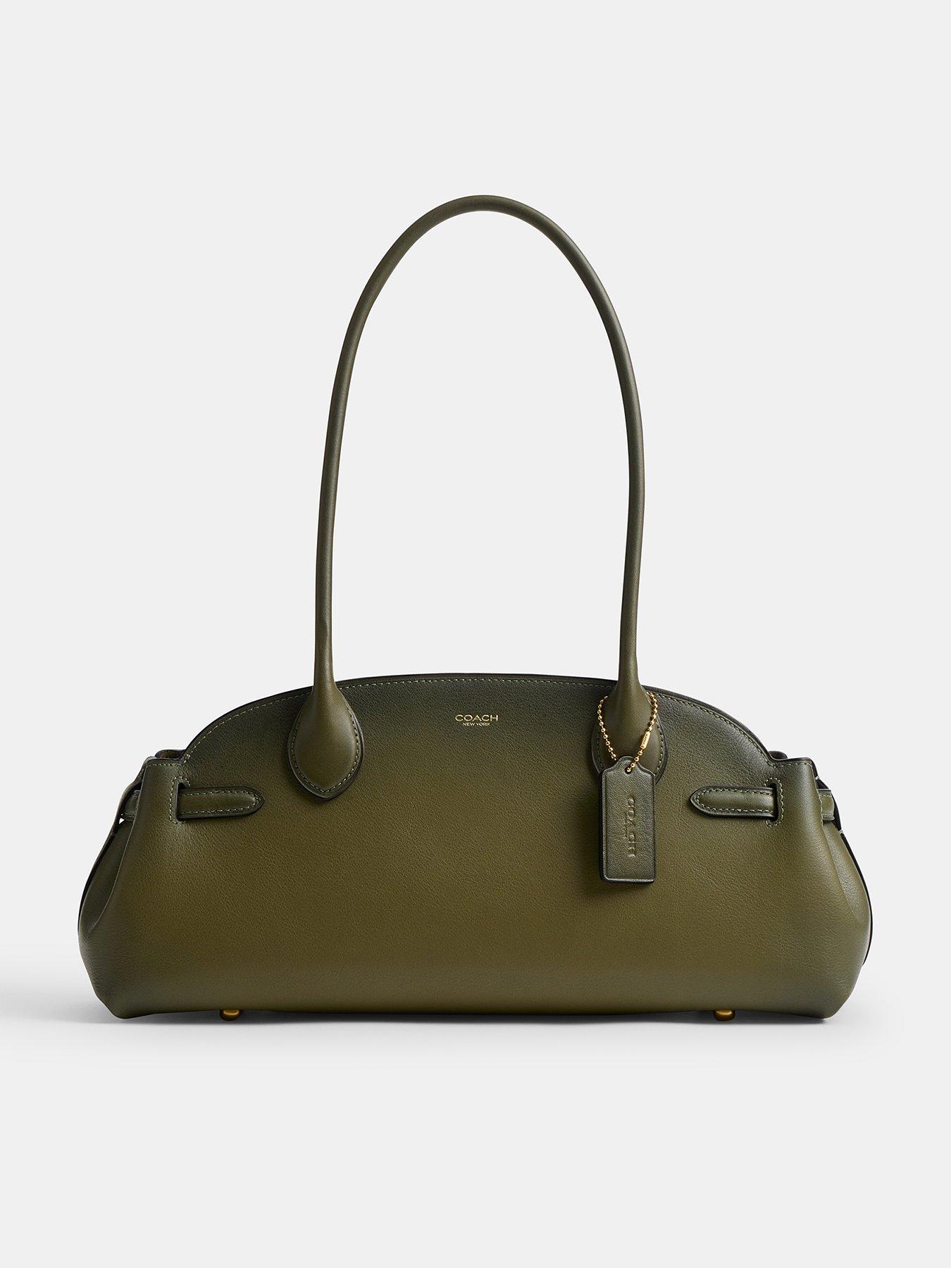 COACH Natural Grain Leather Empire Carryall 34 With Burnishing - Green