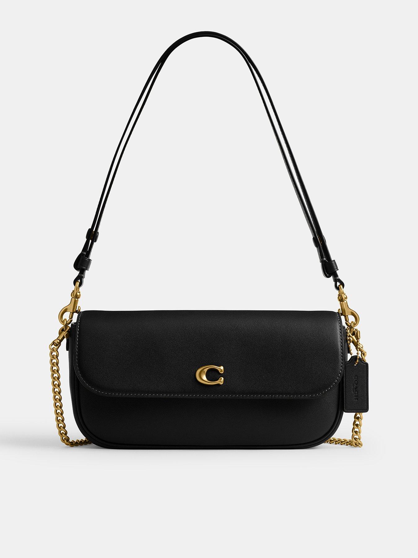 COACH Refined Calf Leather Brook Flap Chain Bag - Black