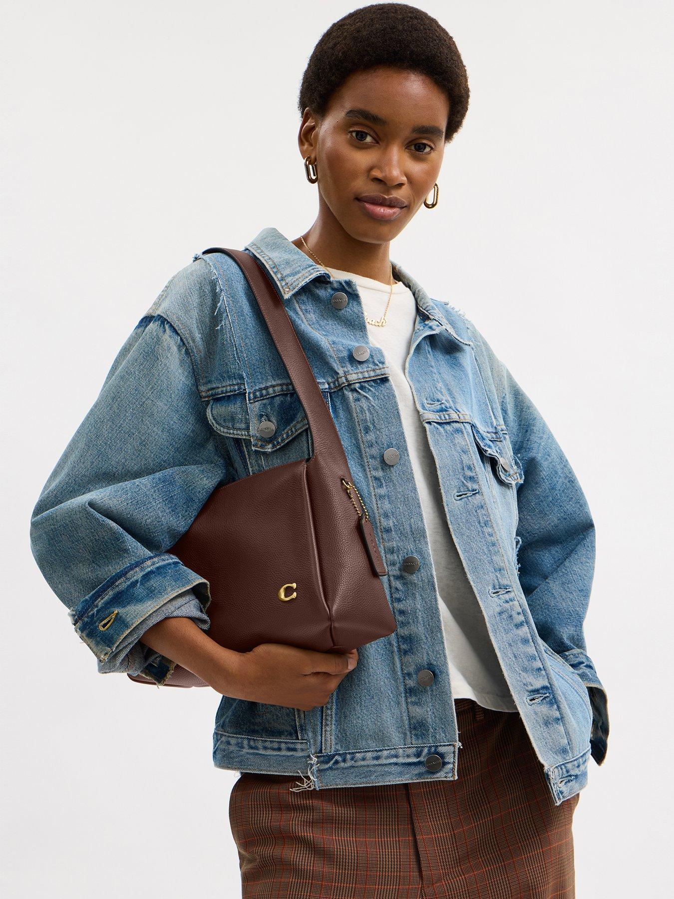 COACH Polished Pebble Leather Lola Shoulder Bag Brown Very