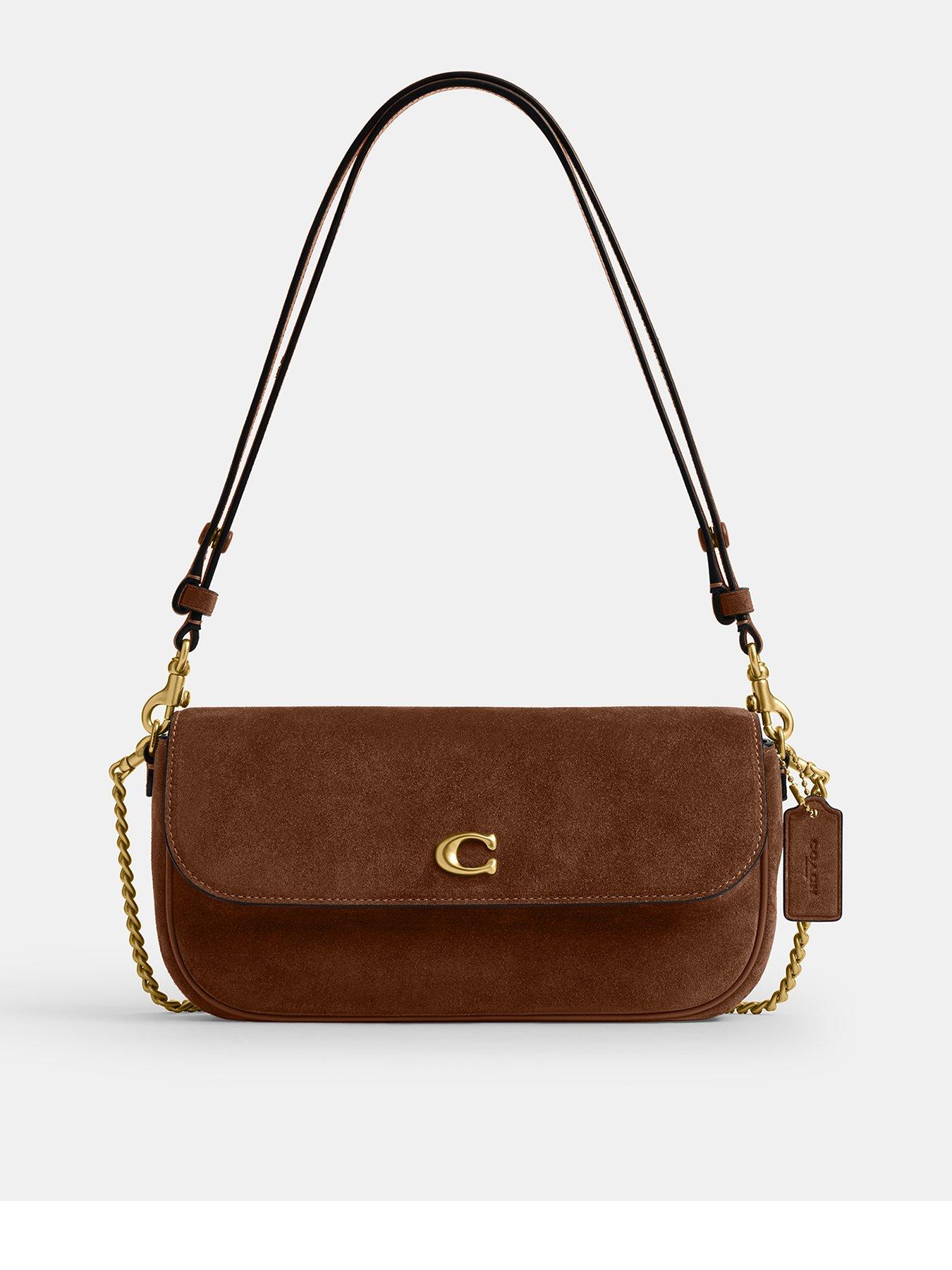 COACH Suede Brook Flap Chain Bag - Brown