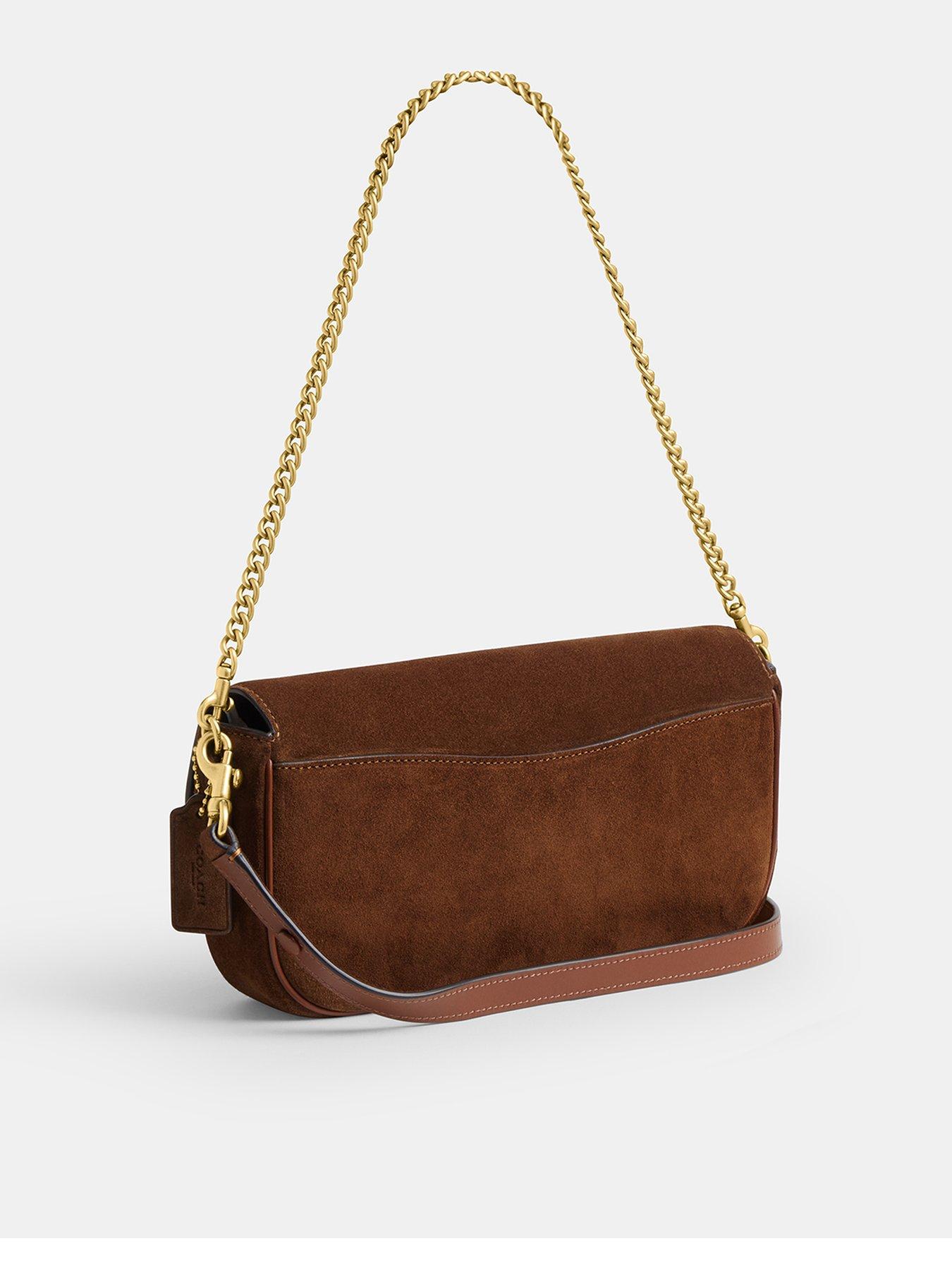 Image 3 of 5 of COACH Suede Brook Flap Chain Bag - Brown