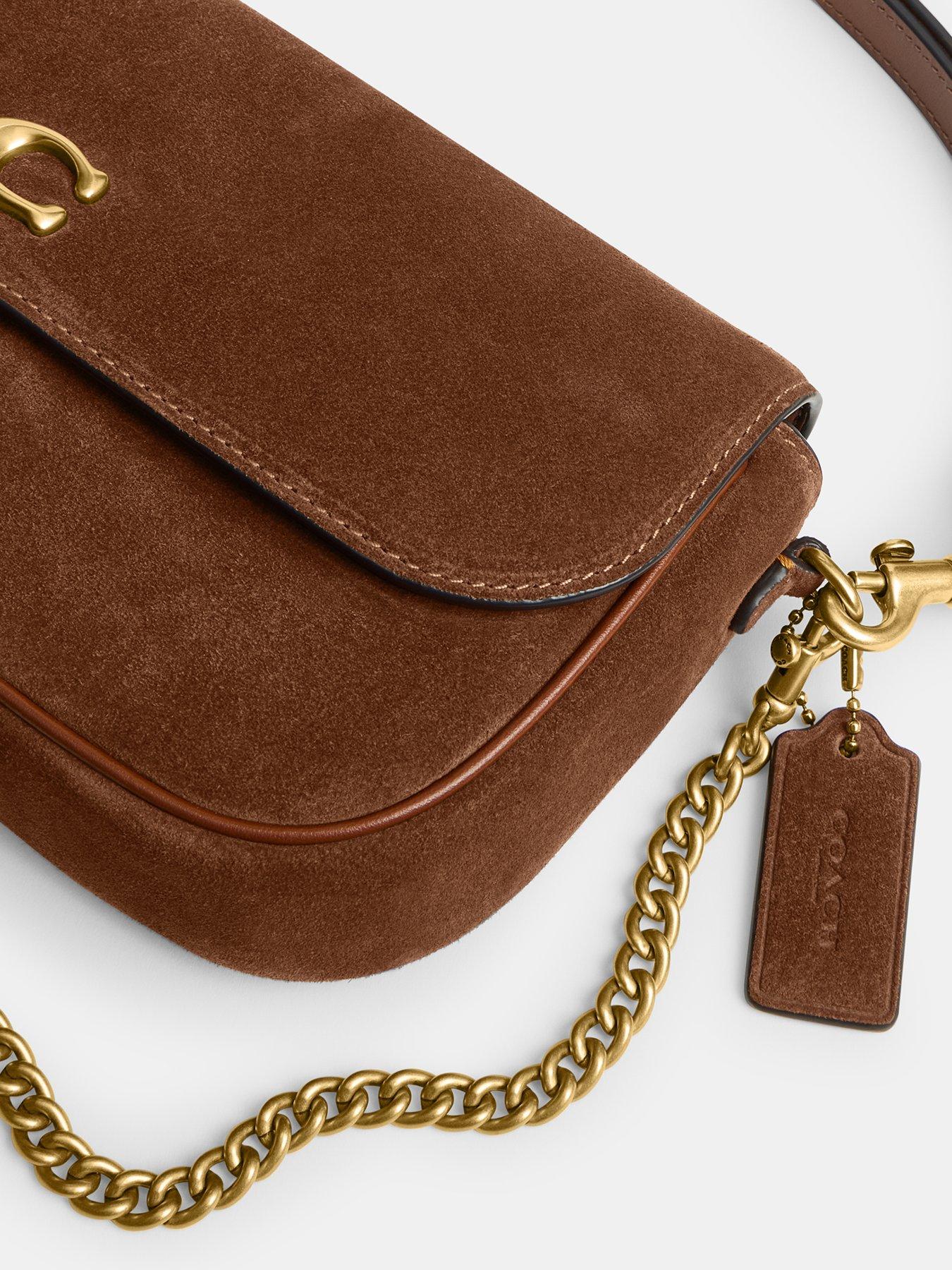 Image 4 of 5 of COACH Suede Brook Flap Chain Bag - Brown