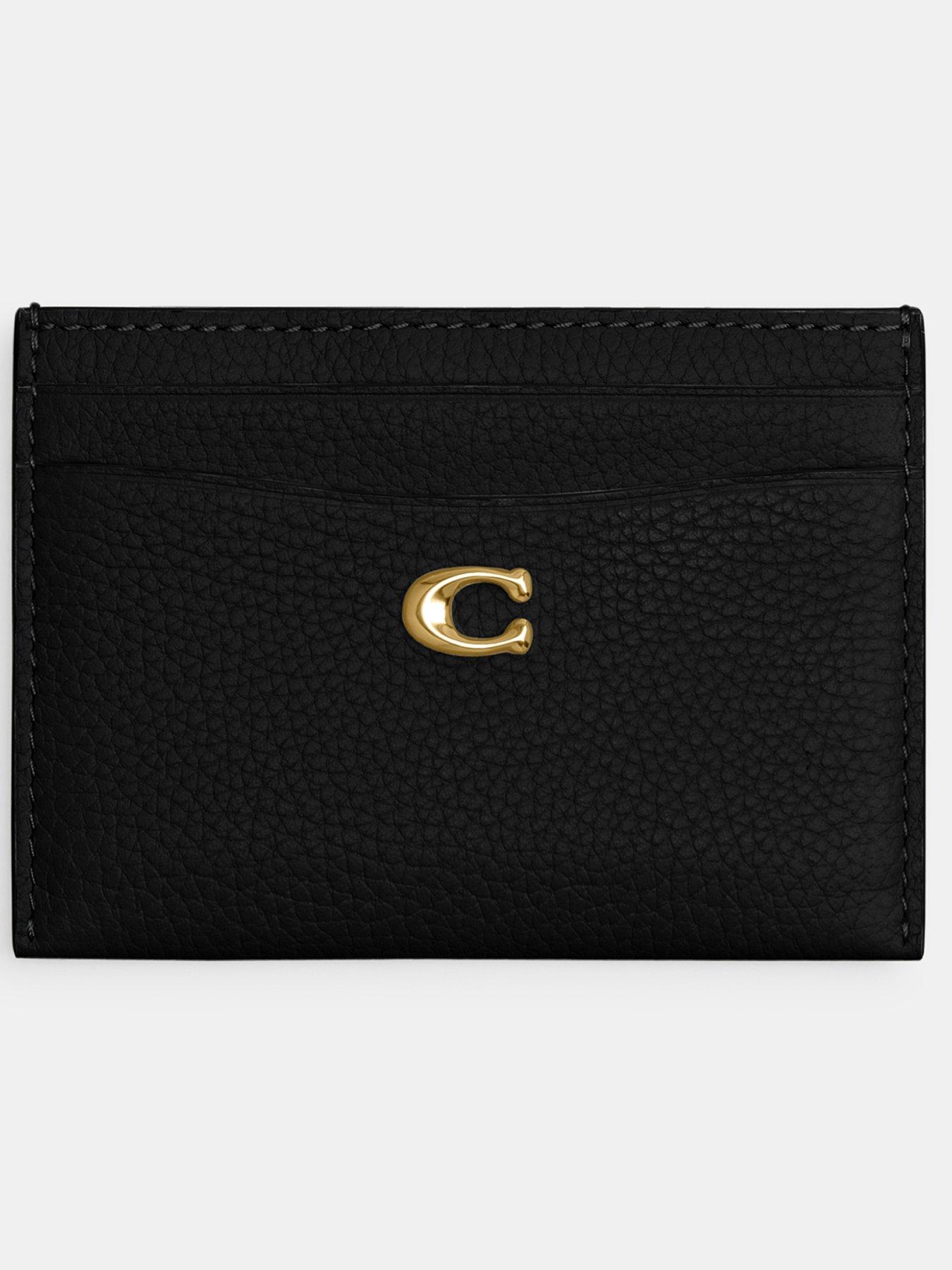 COACH Polished Pebble Leather Essential Card Case - Black