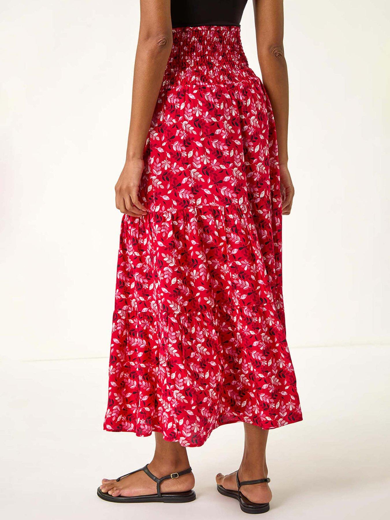 Print Ruched Skirt 9mm Roman Abstract Print Shirred Multiway Skirt