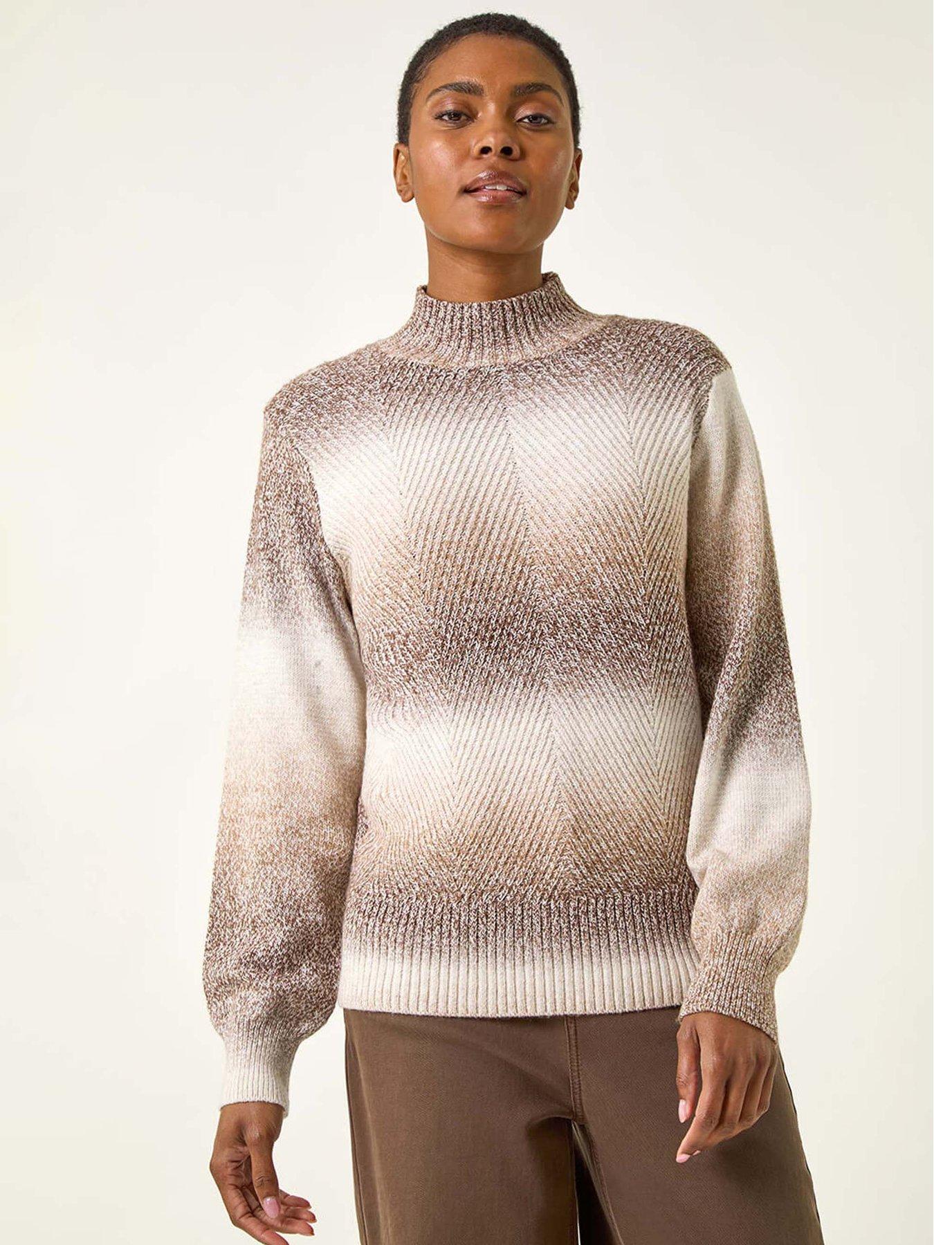 Roman Ombre Stripe Knit Jumper - Beige