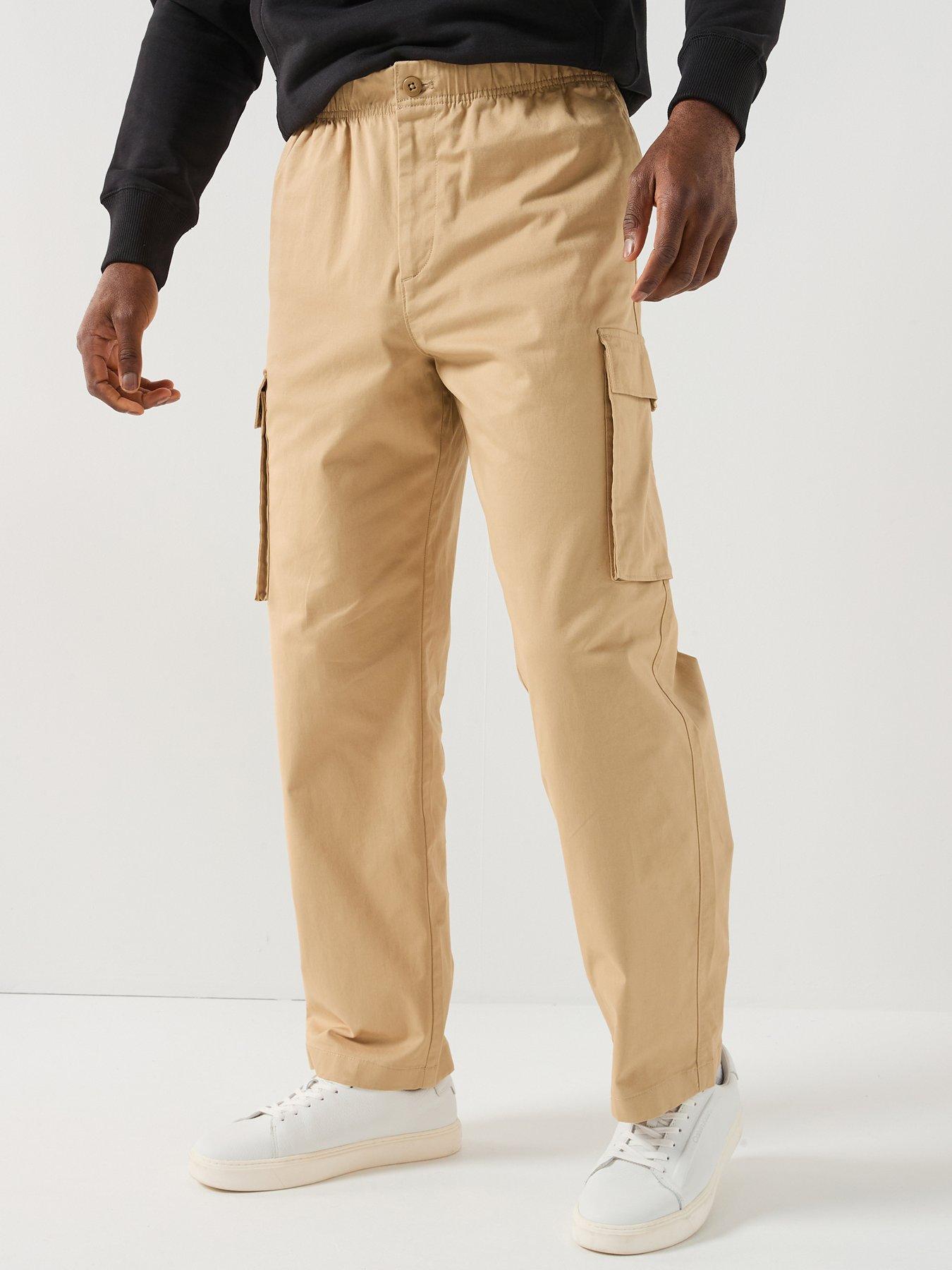 Calvin Klein Jeans Cotton Pull On Straight Cargo Pants - Beige