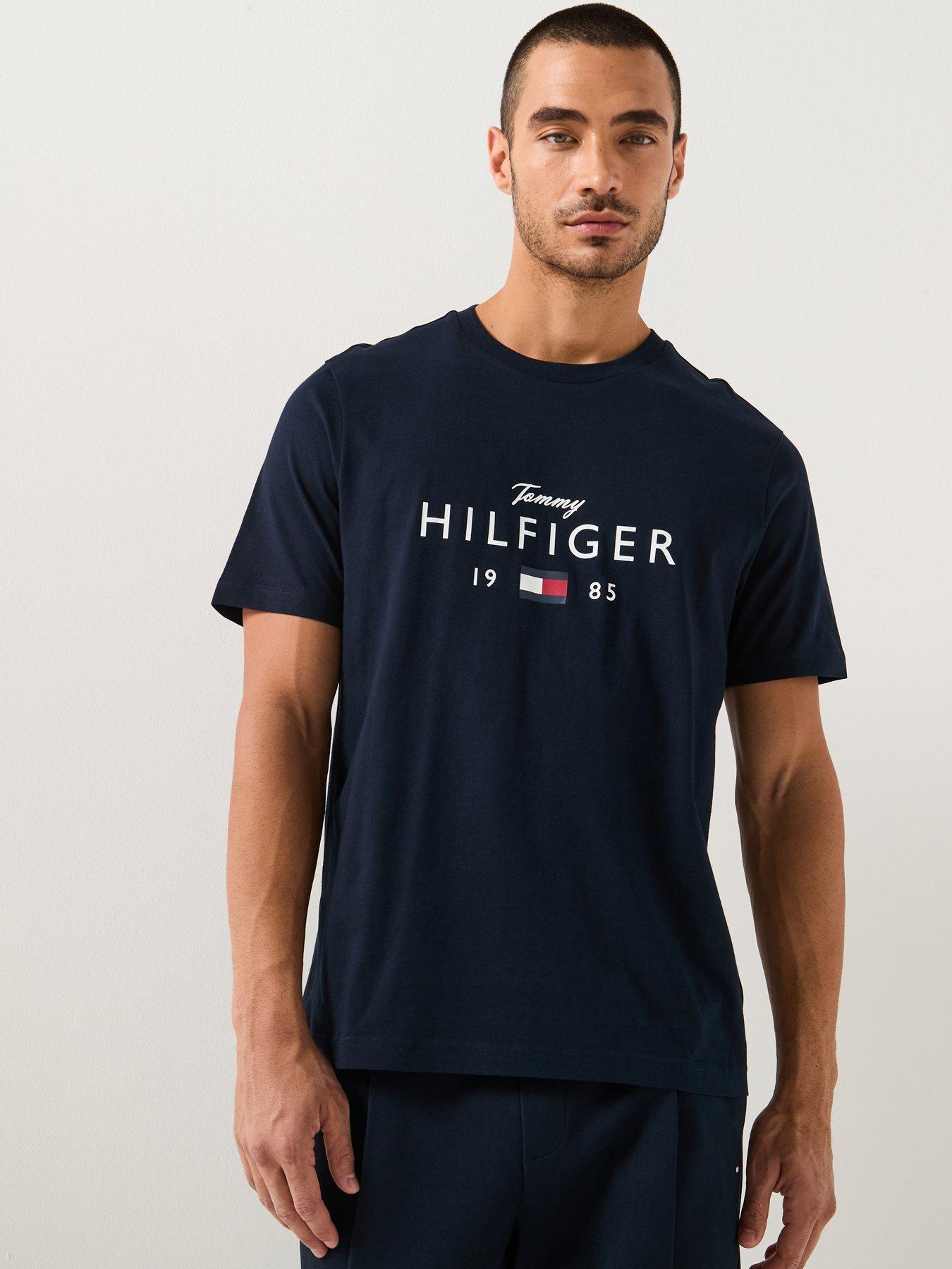 Tommy Hilfiger Big Logo Print Flag T-Shirt, Navy, Size L, Men