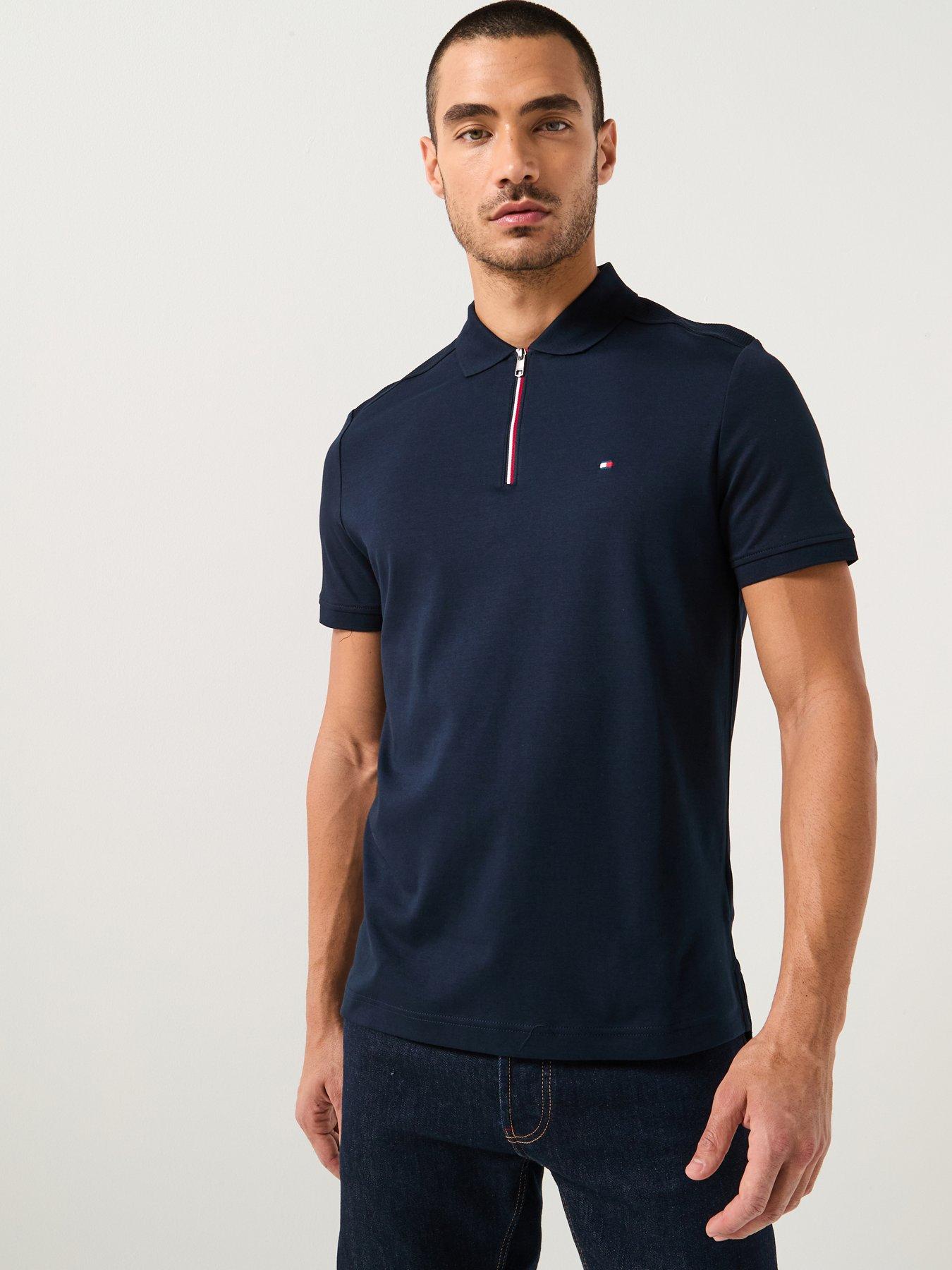 Tommy Hilfiger Liquid Cotton Stripe Zip Regular Fit Polo Shirt - Navy
