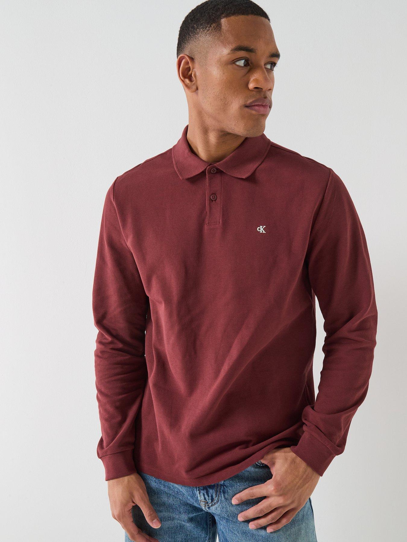 Calvin Klein Jeans Calvin Klein Jeans Casual Pique Long Sleeve Polo Shirt - Red