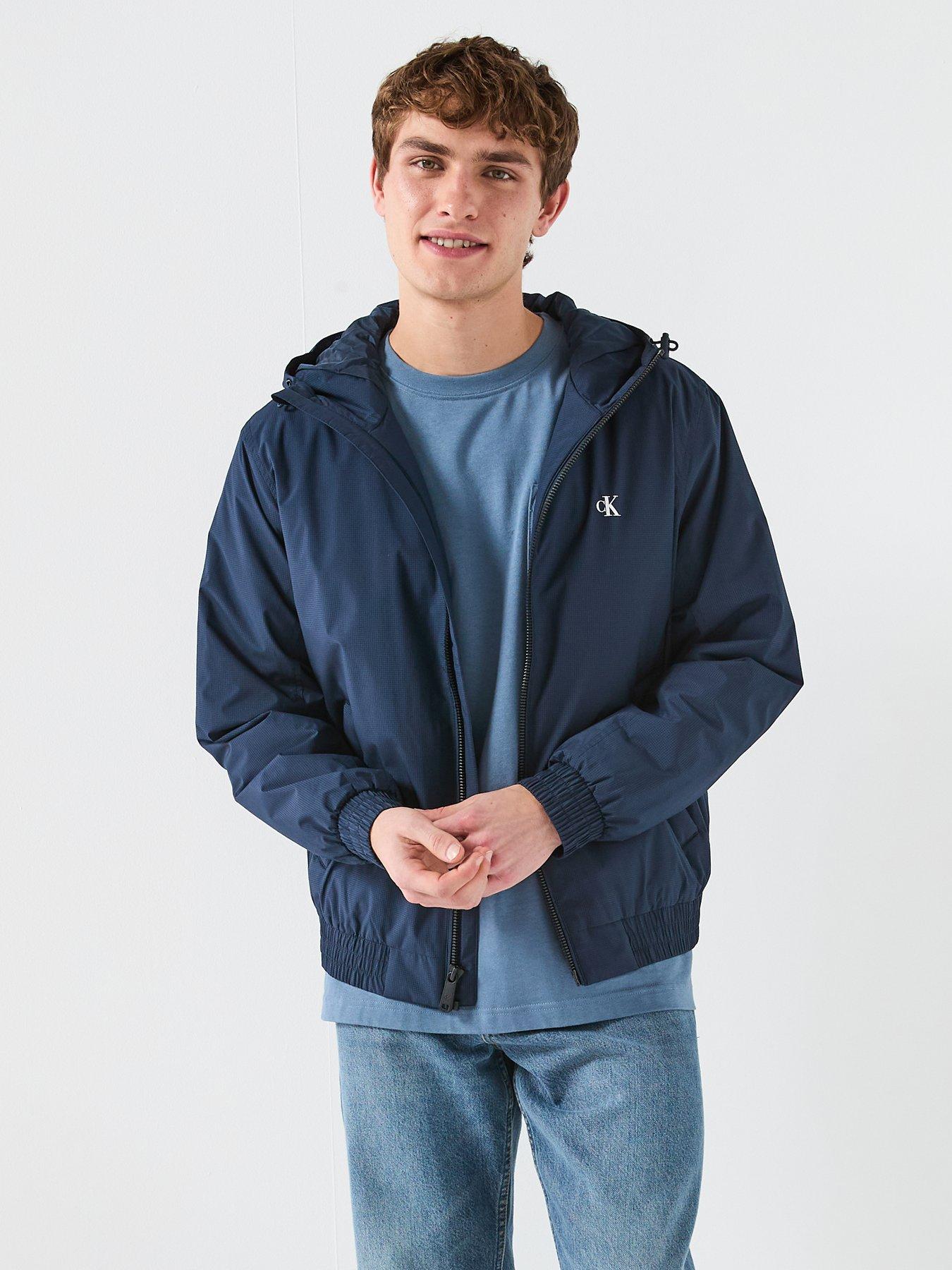 Calvin Klein Jeans Hooded Ripstop Harrington Jacket, Navy, Size 2Xl, Men
