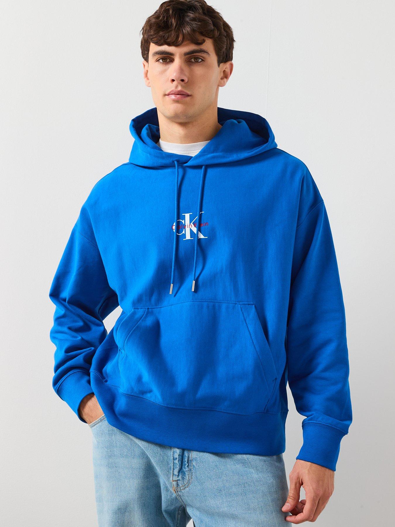 Calvin Klein Jeans Premium Terry Micro Monologo Hoodie - Blue