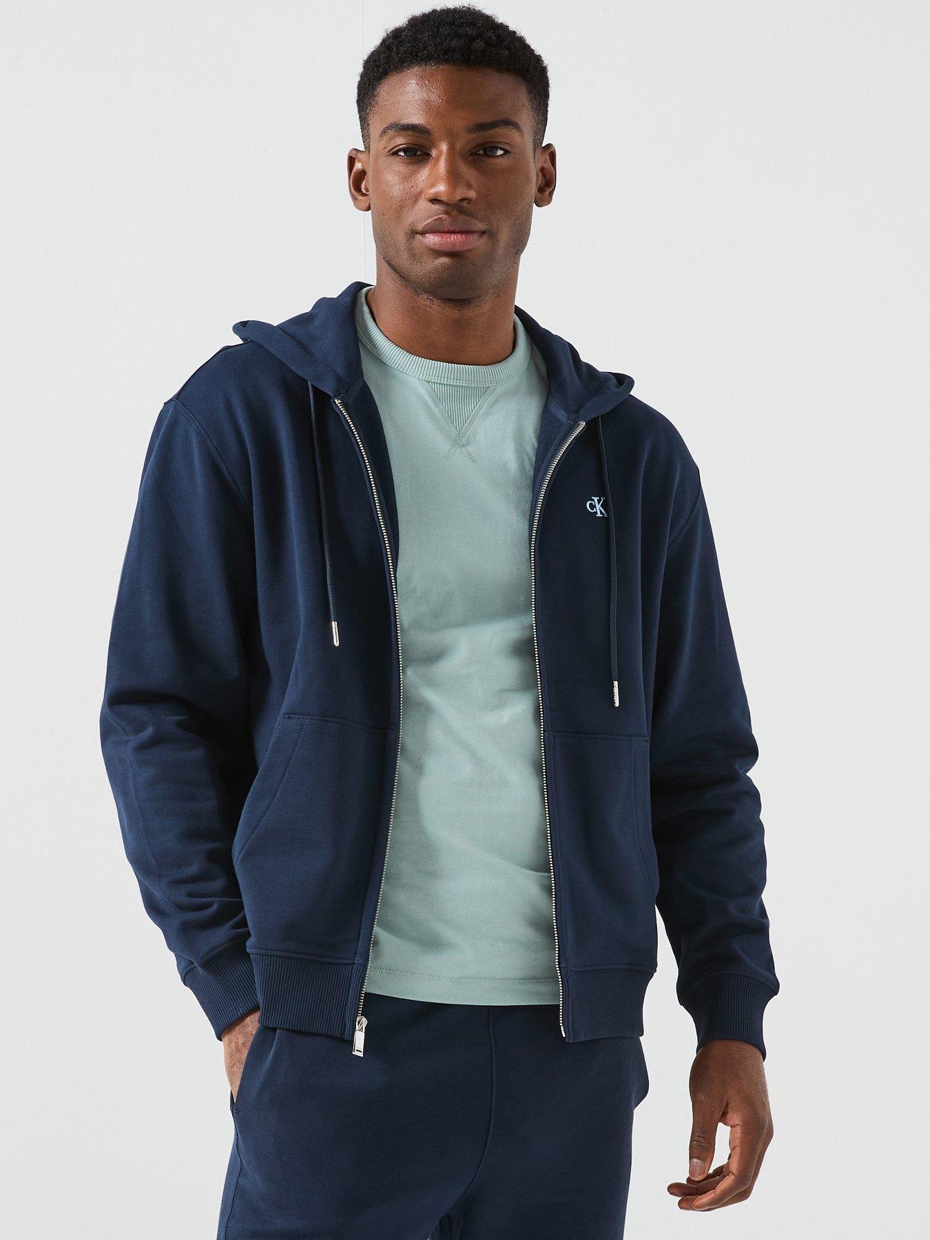 Calvin Klein Jeans Terry Monogram Hoodie, Navy, Size S, Men