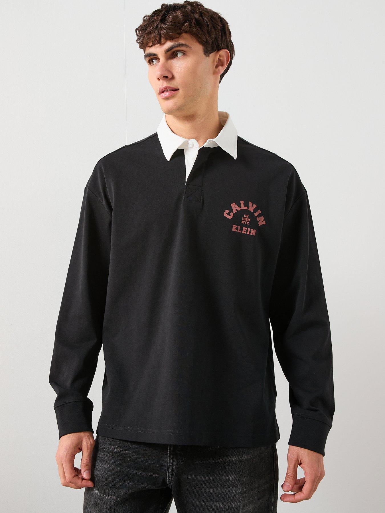 Calvin Klein Jeans Long Sleeve Rugby Polo Shirt - Black