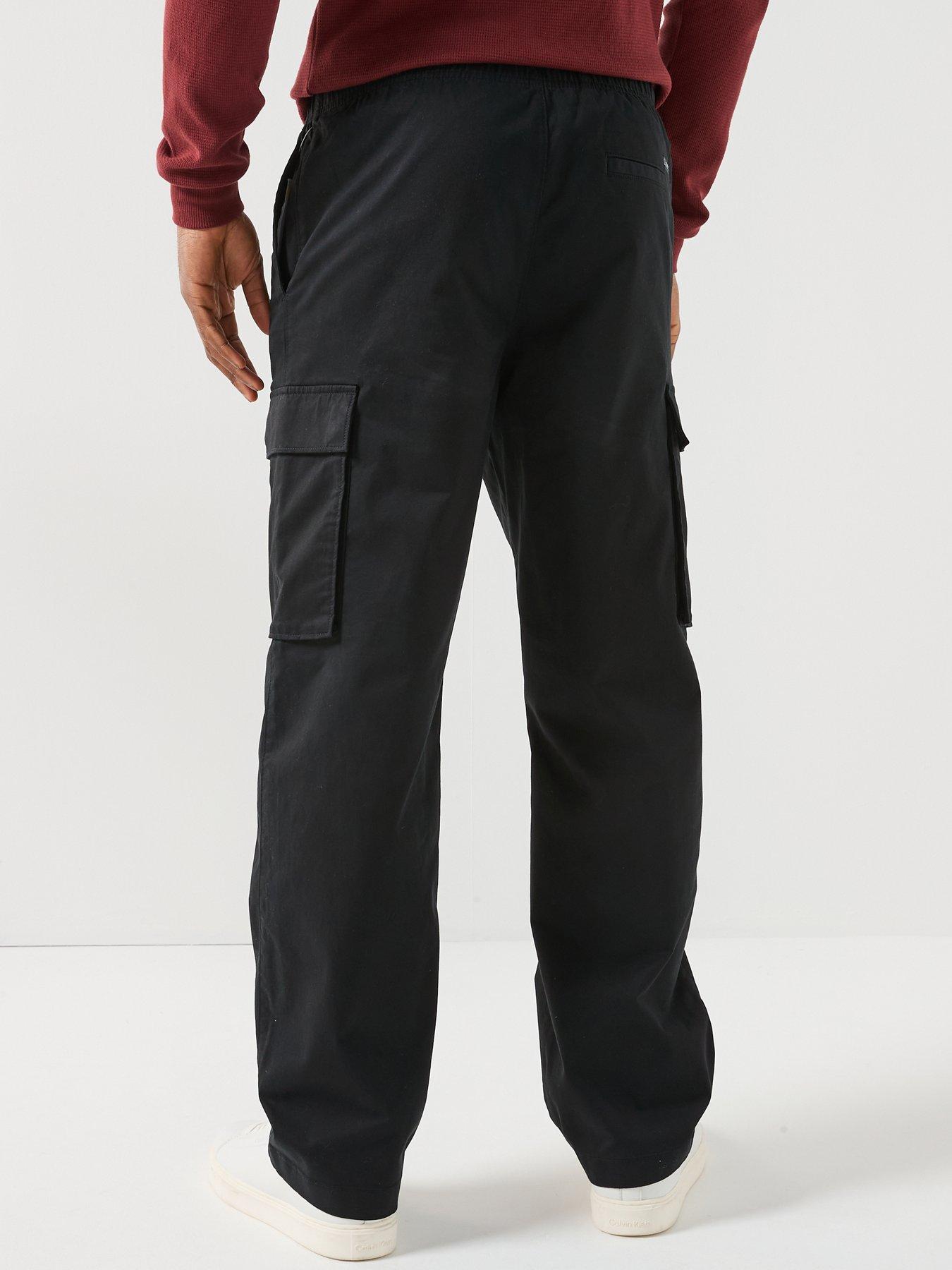 Image 2 of 6 of Calvin Klein Jeans Cotton Pull On Straight Cargo Pants - Black