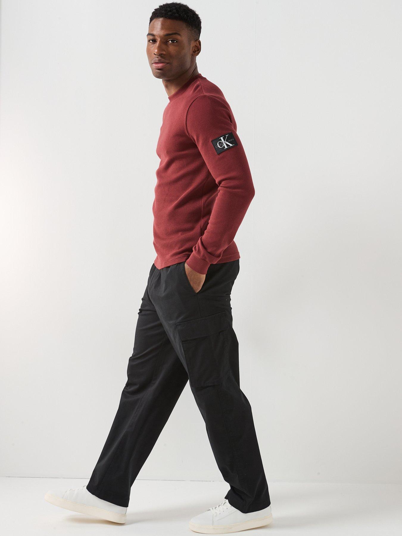 Image 3 of 6 of Calvin Klein Jeans Cotton Pull On Straight Cargo Pants - Black