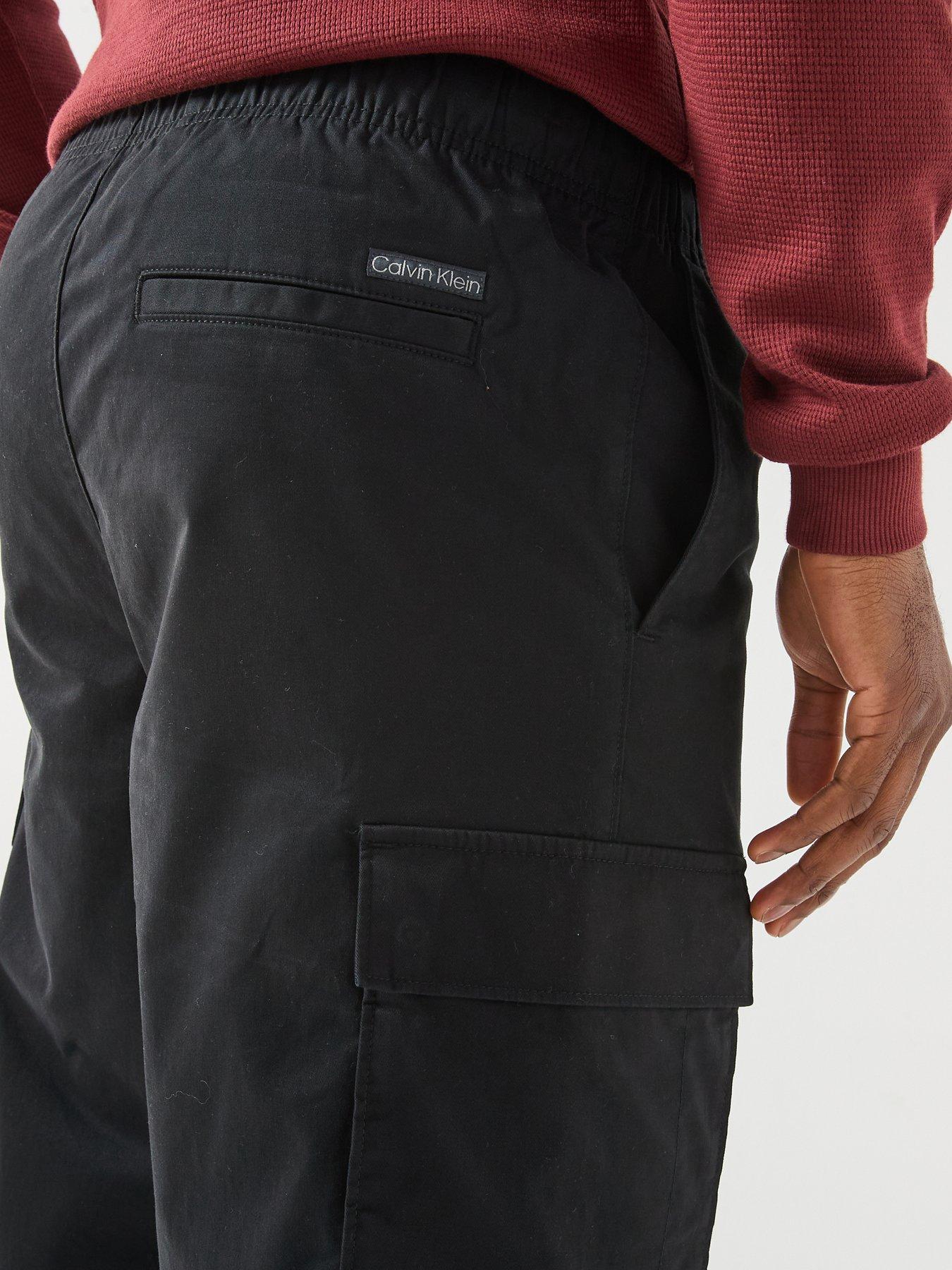 Image 4 of 6 of Calvin Klein Jeans Cotton Pull On Straight Cargo Pants - Black