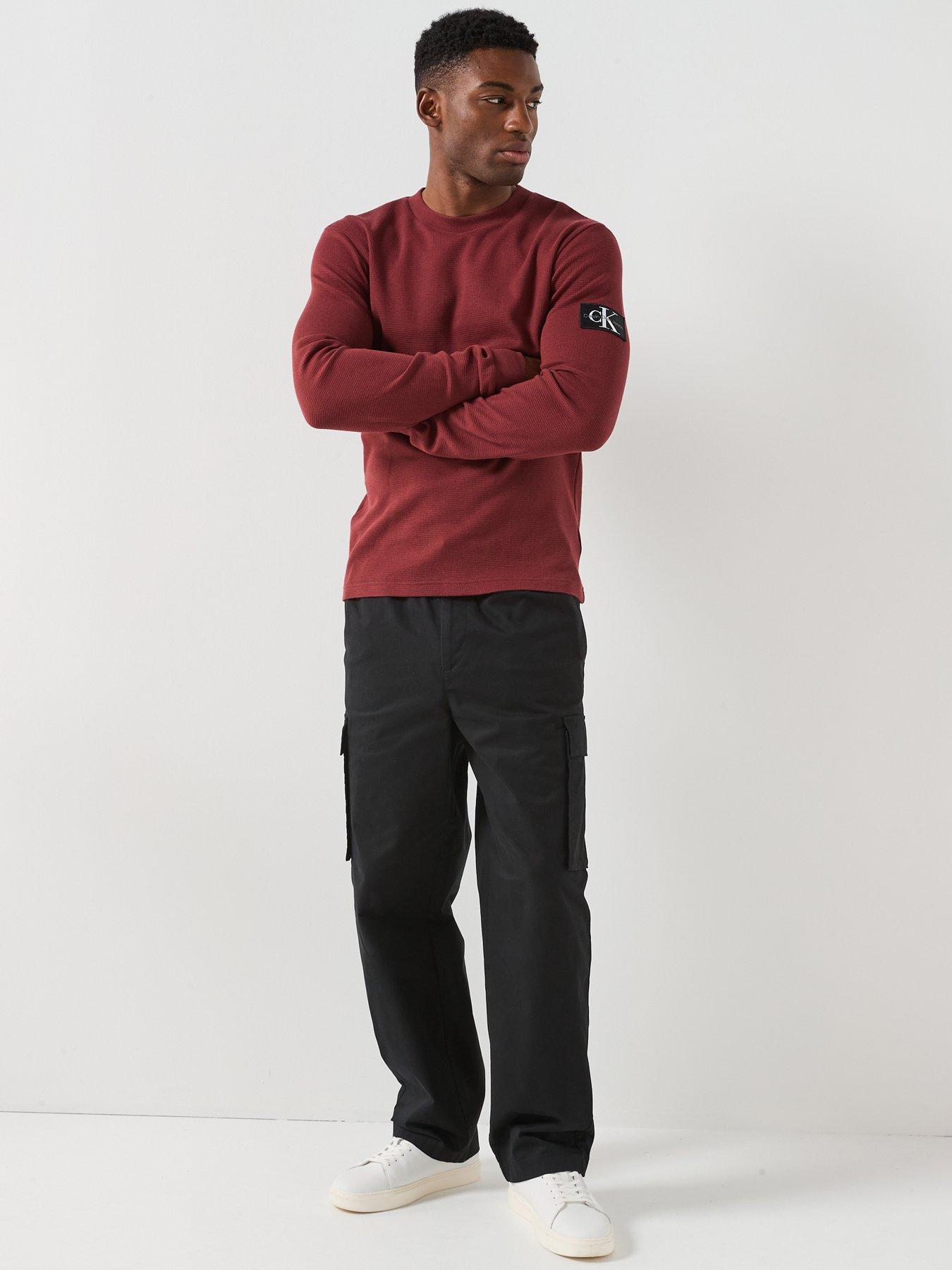 Image 6 of 6 of Calvin Klein Jeans Cotton Pull On Straight Cargo Pants - Black