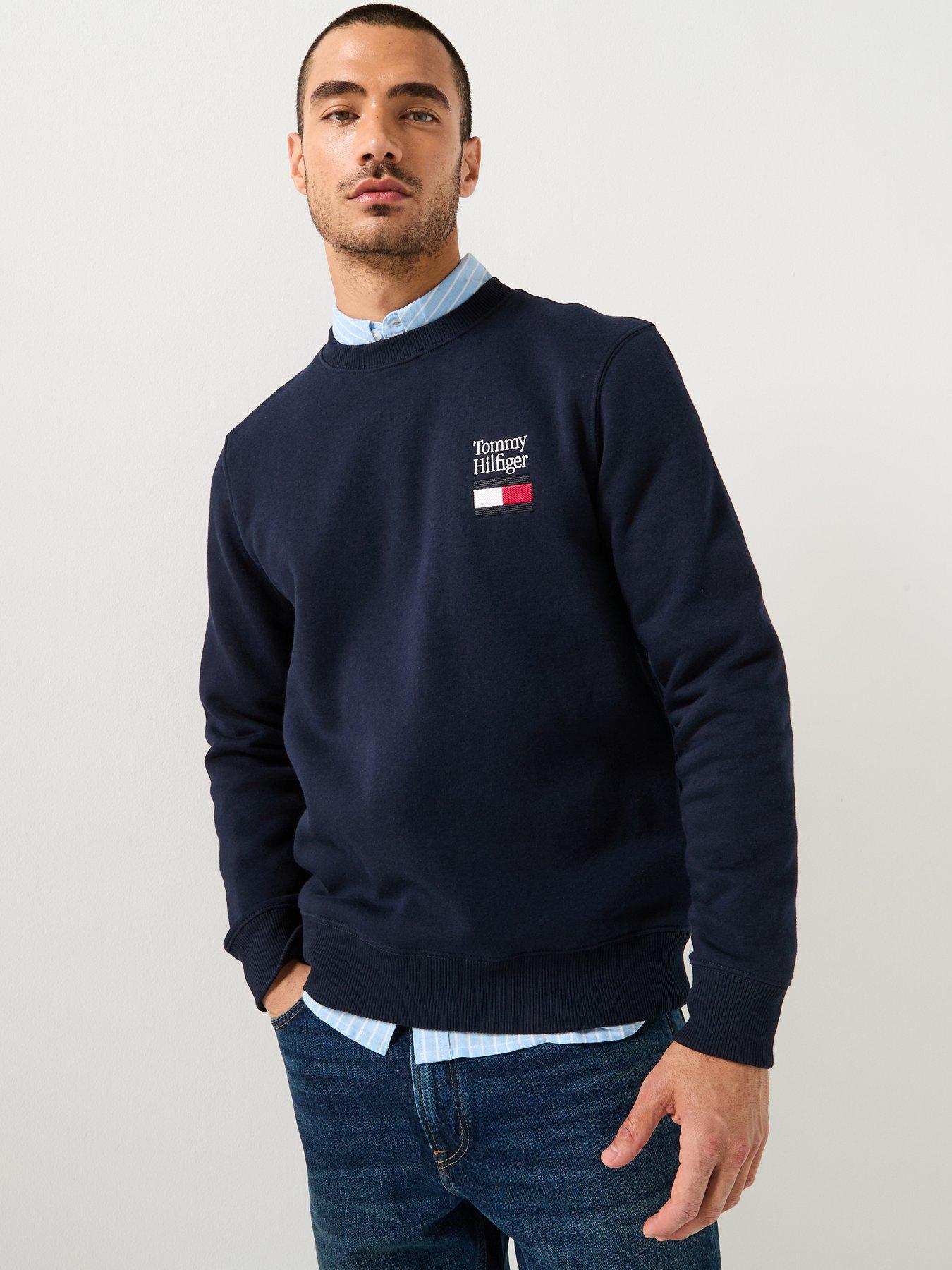 Image 5 of 5 of Tommy Hilfiger Embroidered Small Flag Crew Sweatshirt - Navy