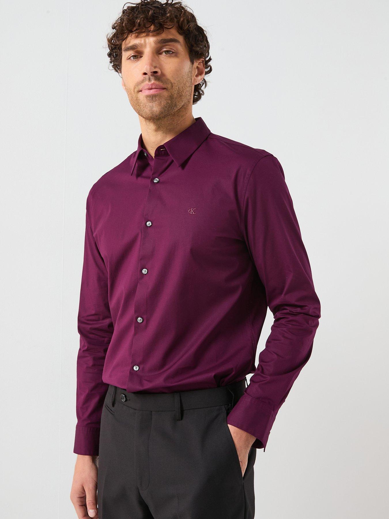 Image 1 of 5 of Calvin Klein Stretch Slim Fit Shirt - Purple