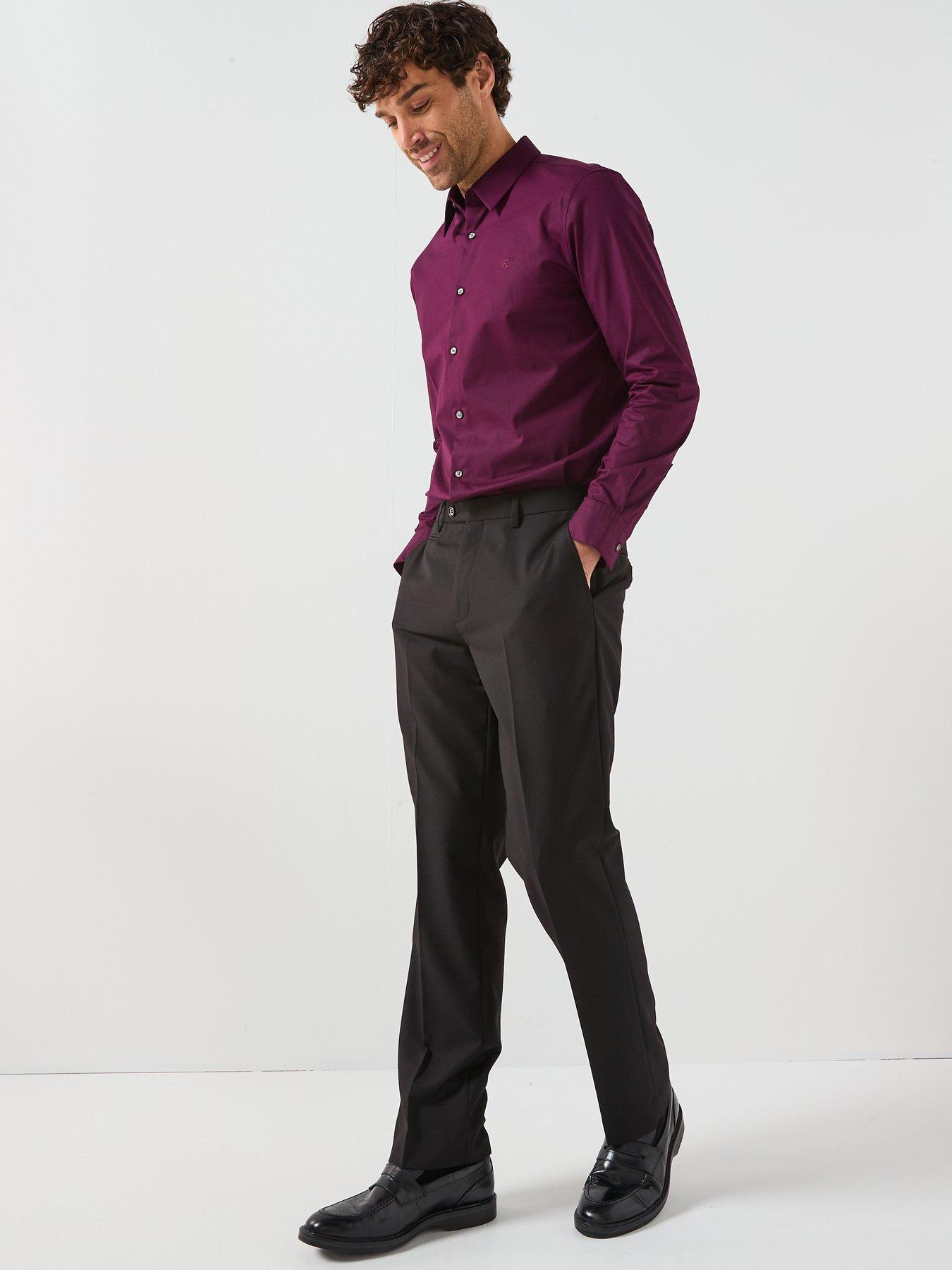 Image 3 of 5 of Calvin Klein Stretch Slim Fit Shirt - Purple