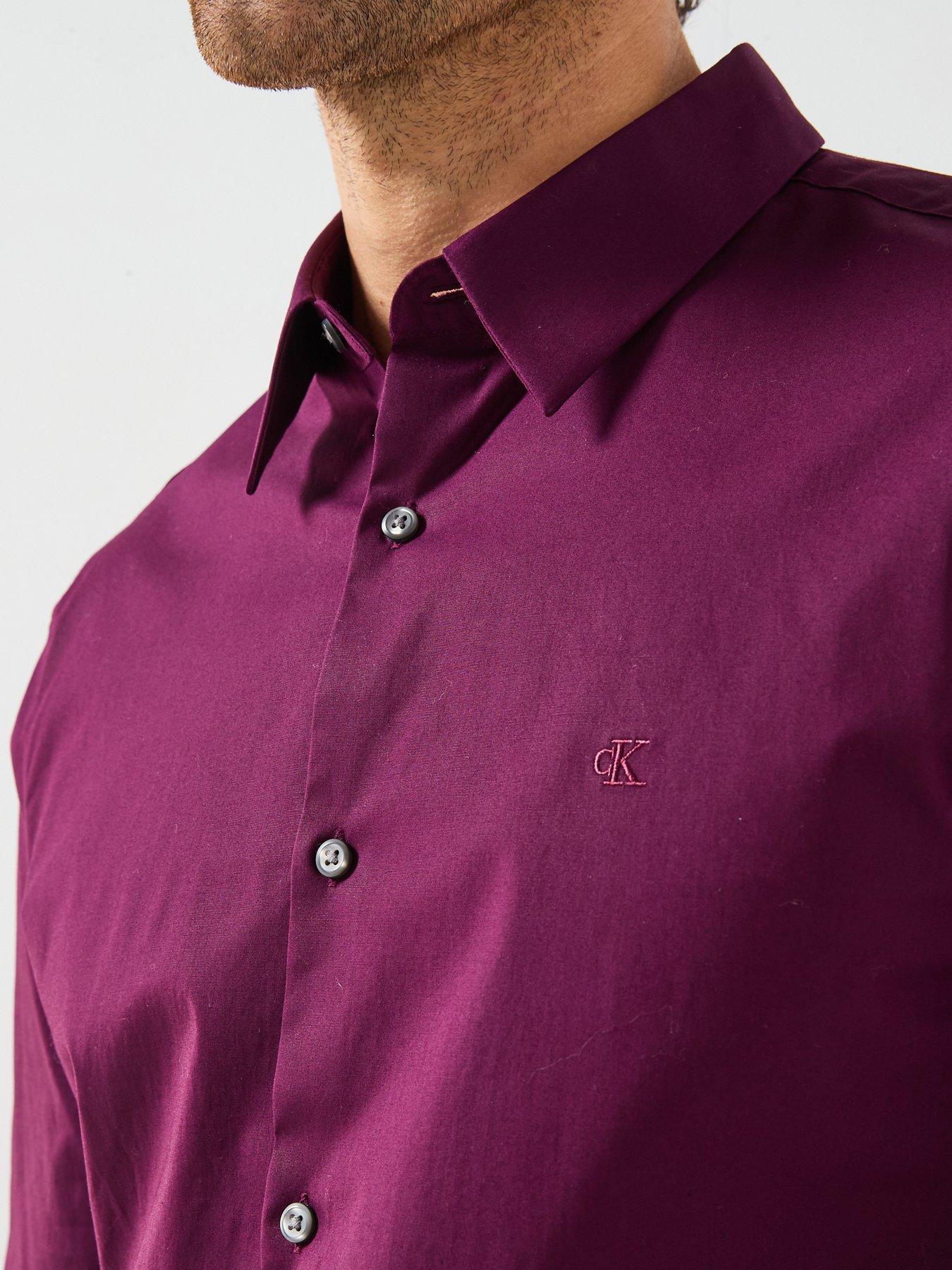 Image 4 of 5 of Calvin Klein Stretch Slim Fit Shirt - Purple